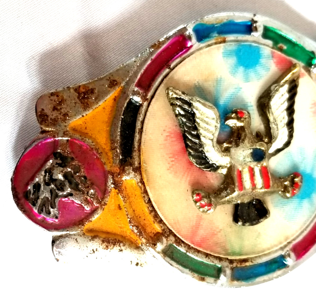 VTG 1970&rsquo;s Imperial Hebillas Belt Buckle Mexico Western Eagle Rainbow Horses