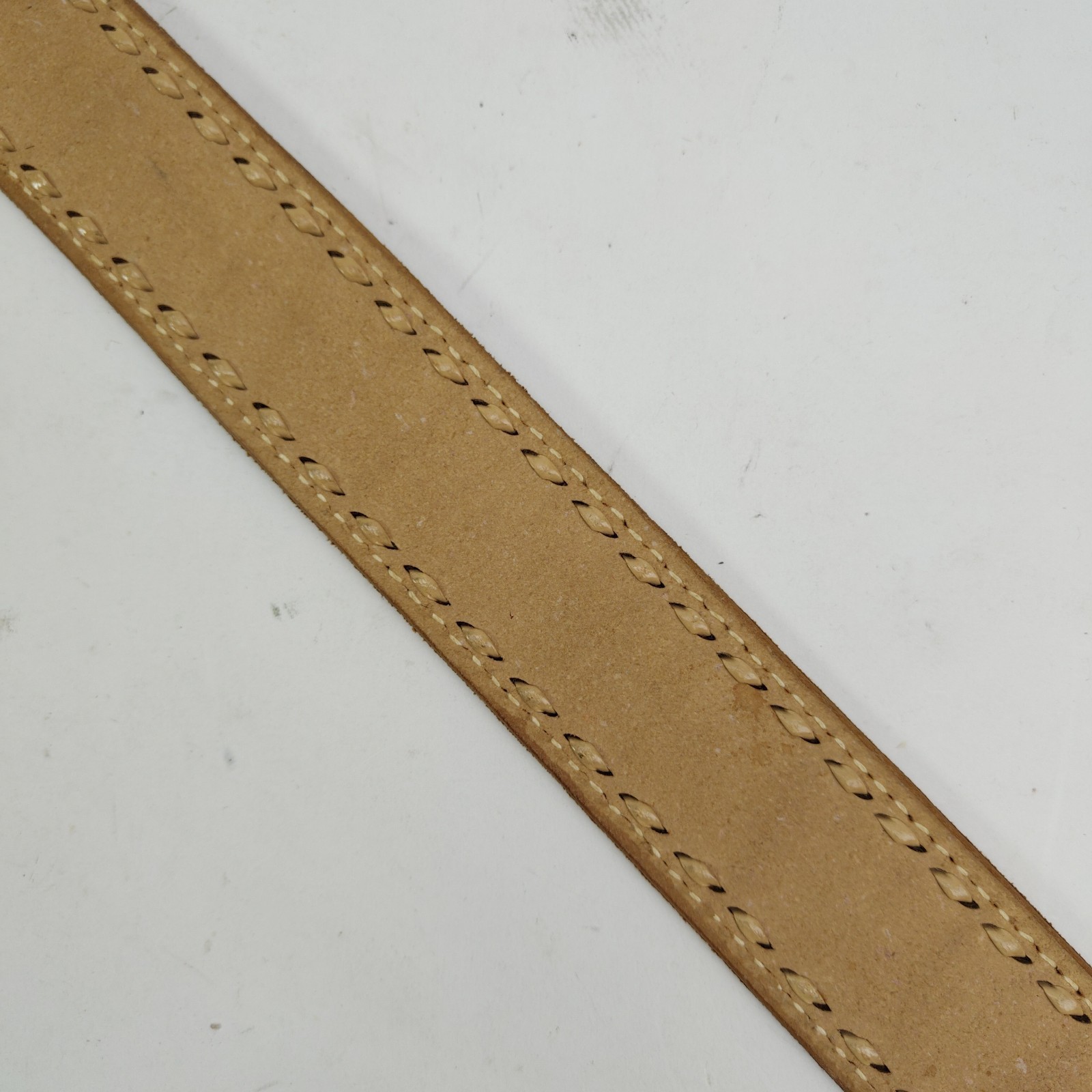 Vintage Tooled Western Leather Name Belt Gary GWB Mother of Pearl Inlay Size 38&Prime;