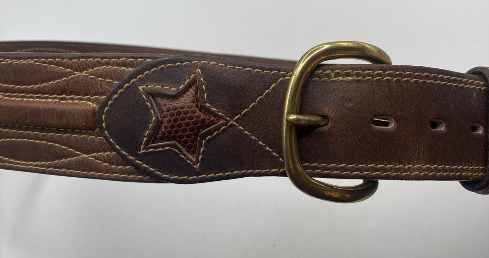 Vintage Larry Mahan Tooled Embroidered Leather Belt 6511 size 34