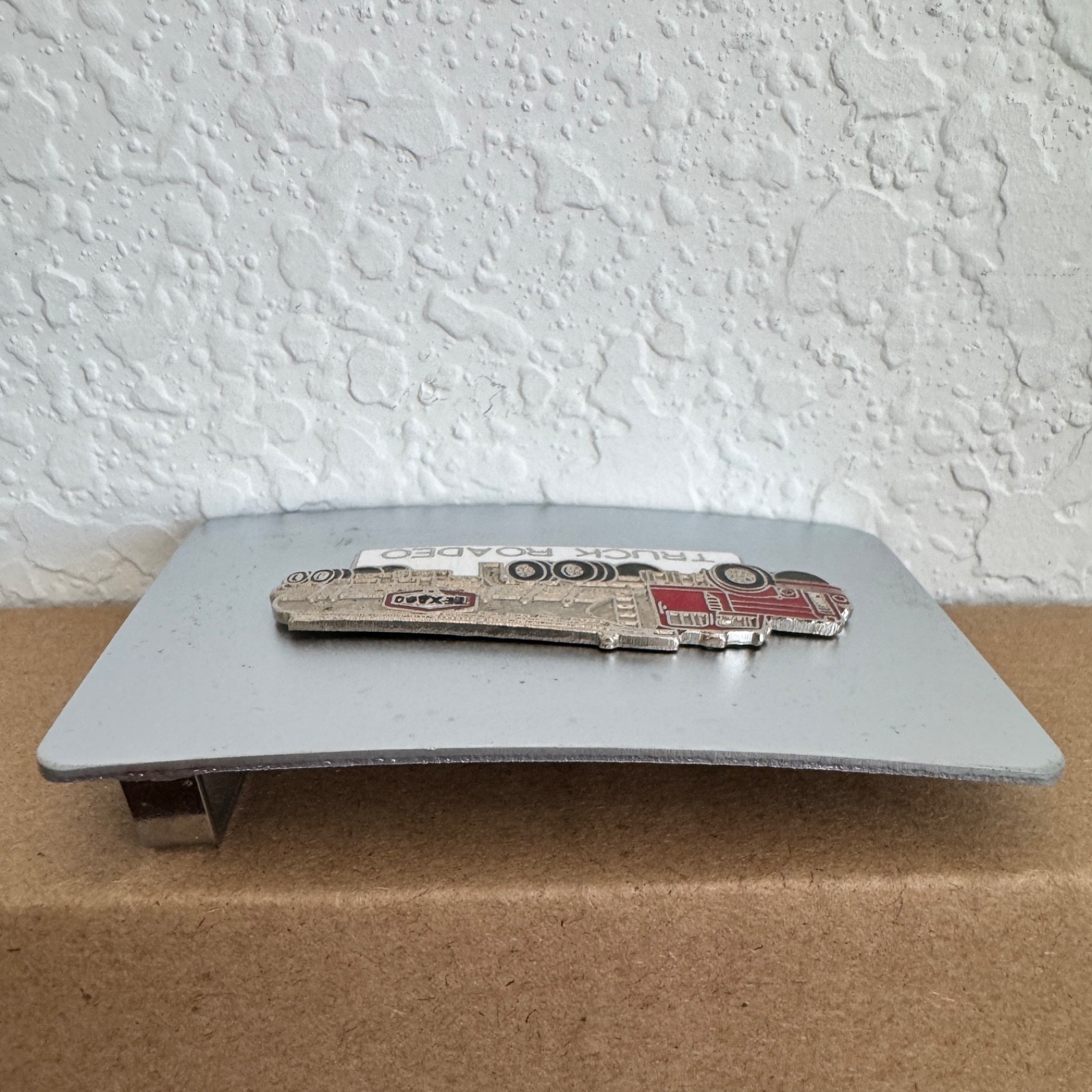 Vintage Texaco Truck Rodeo Silver Metal Belt Buckle