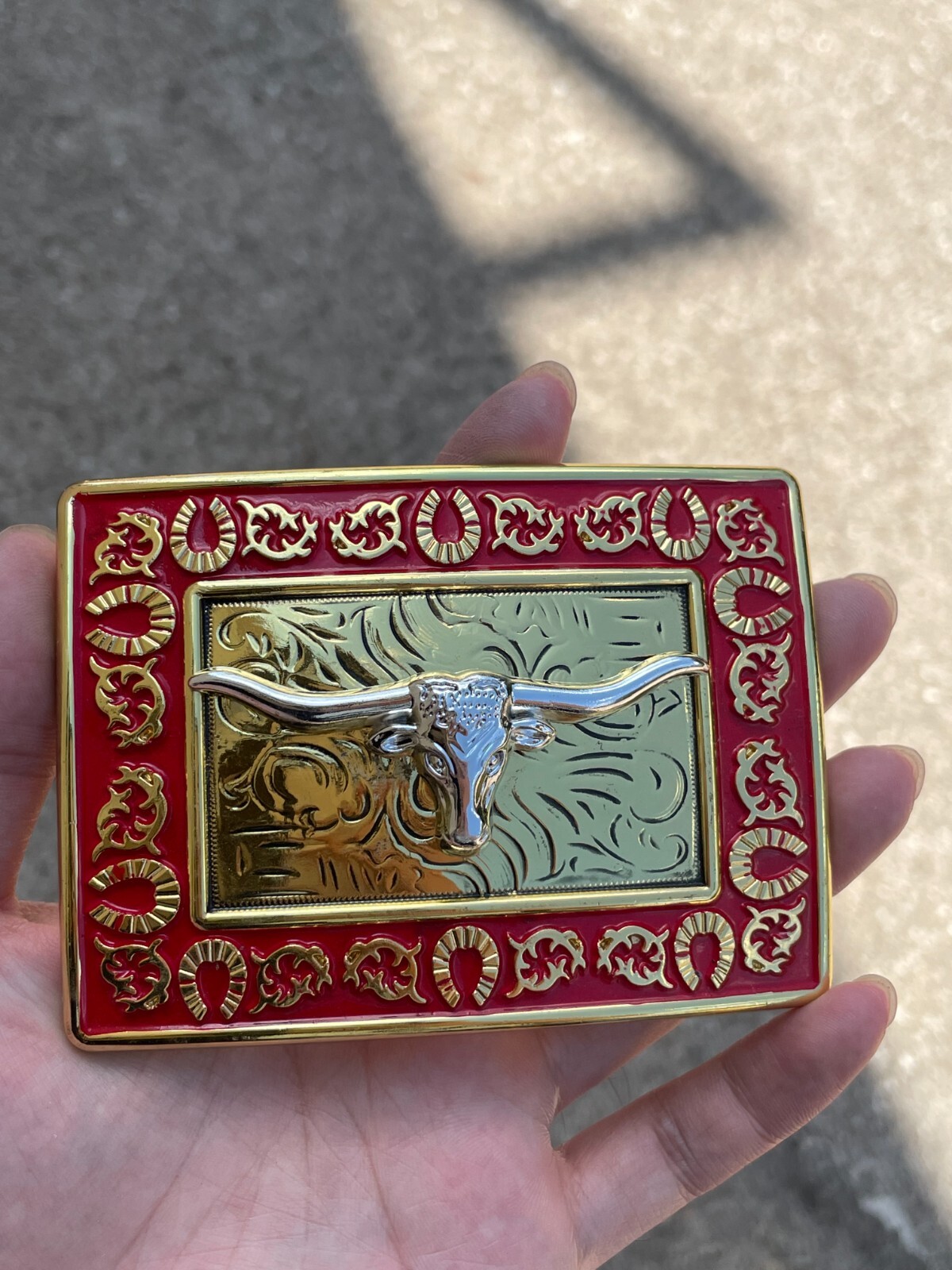 Western Buckle Gold Silver Red Longhorn Bull Cowboy Fit 2 » Hebillas Vaqueras