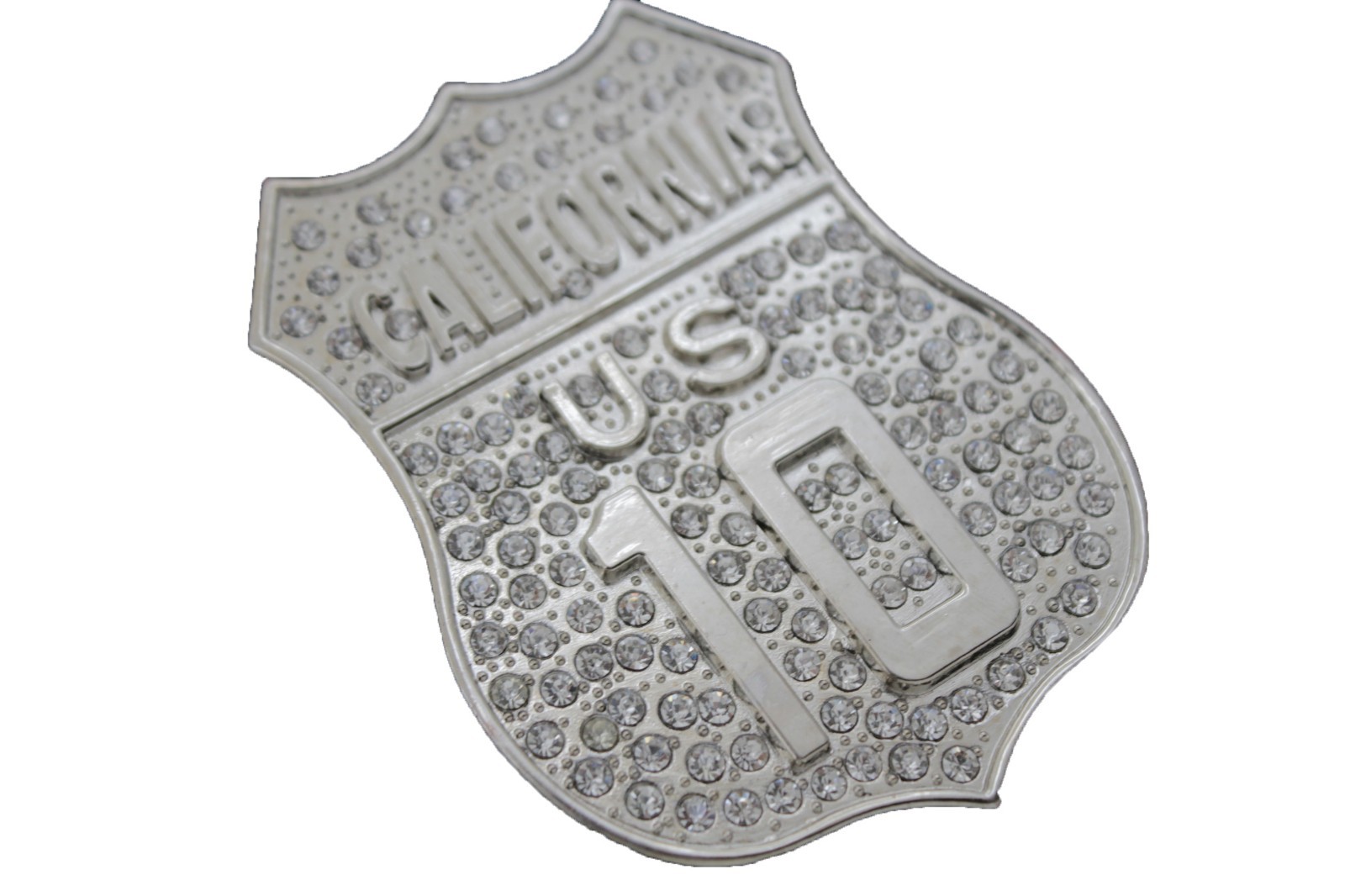 Men Silver Metal Motorcycle Fashion Belt Buckle California State US 10 Freeway