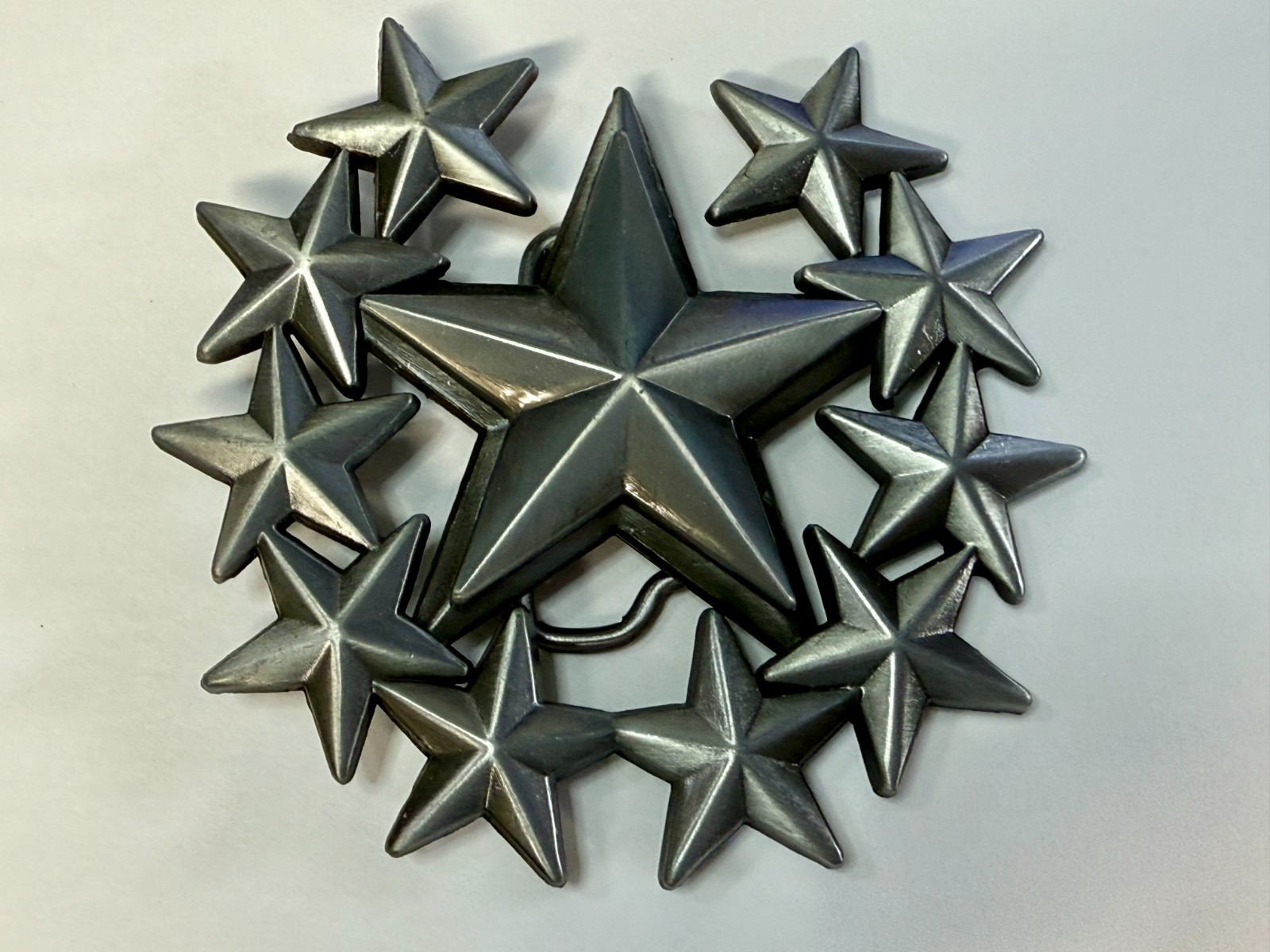 Eleven Five Pointed Star Cutout Silver Color Western Style LARGE Belt Buckle