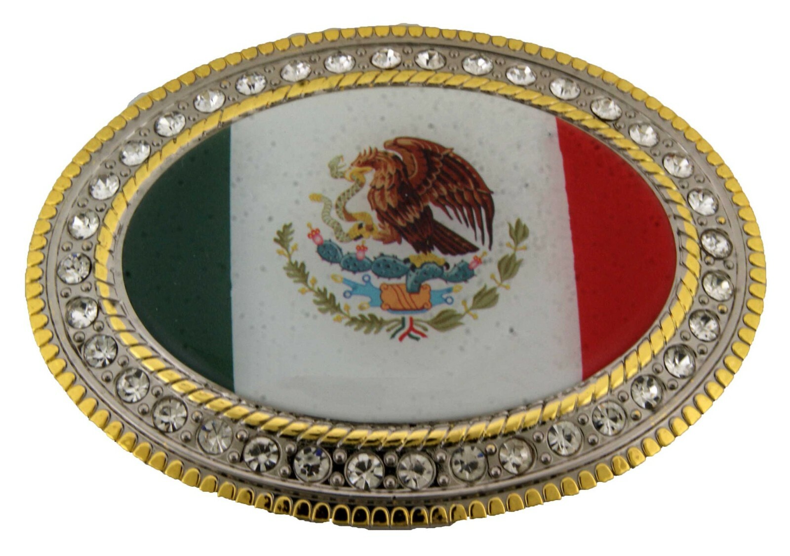 Mexico Flag Belt Buckle New Mexican Men Women Cowgirl Cowboy Western Gold Metal