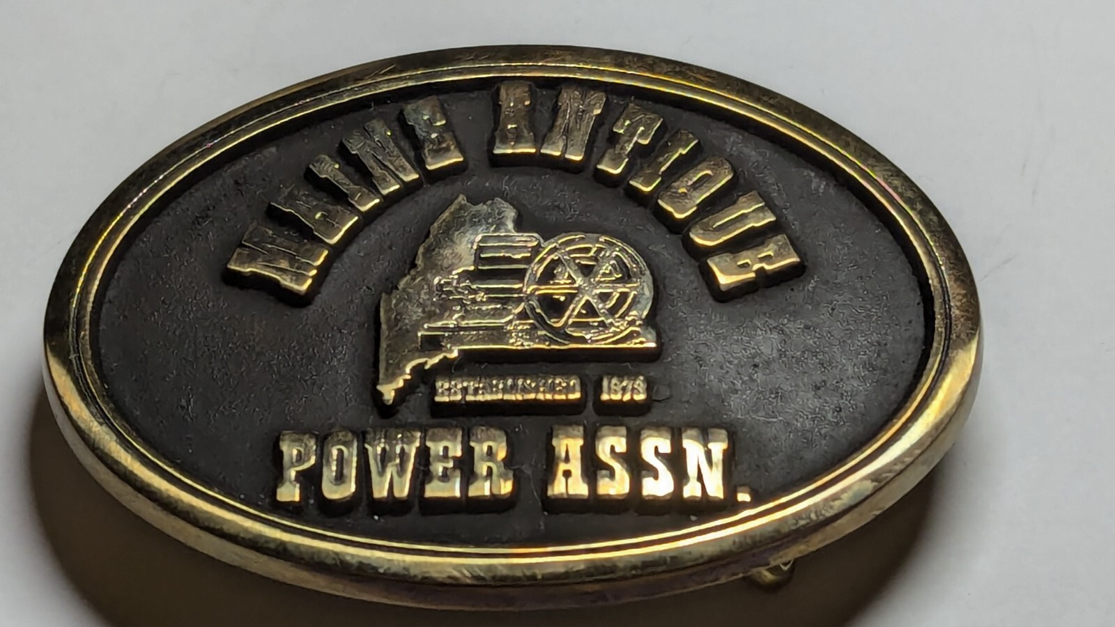 VINTAGE MAINE ANTIQUE POWER ASSN. BELT BUCKLE NORTHWEST BRASS WORKS