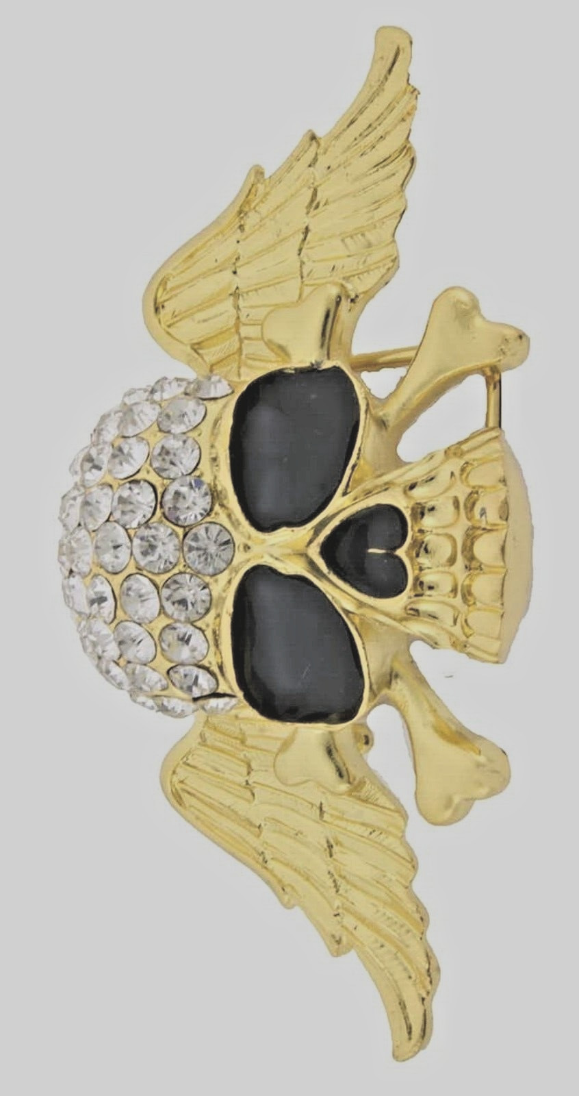 Skull Belt Buckle Crossbones Skeleton Halloween Pirate Costume Gold Metal Bling