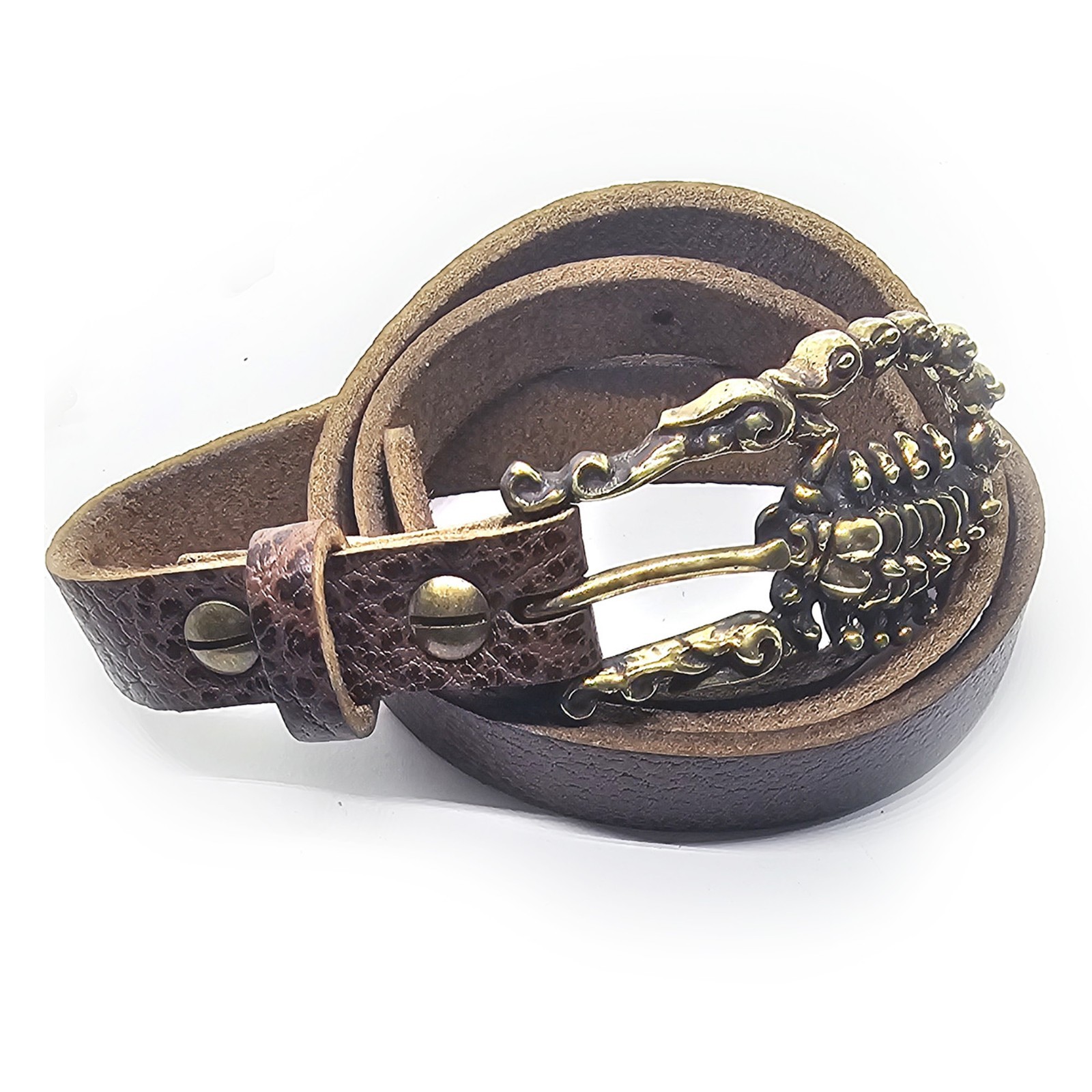 Scorpion Brass Belt Buckle with Bizon Genuine Leather
