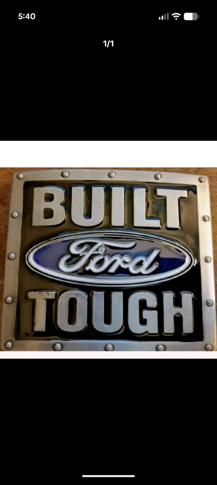 FORD TRUCKS « BUILT TOUGH » 3 1/4&Prime; Wide Logo Metal/Enamel BELT BUCKLE