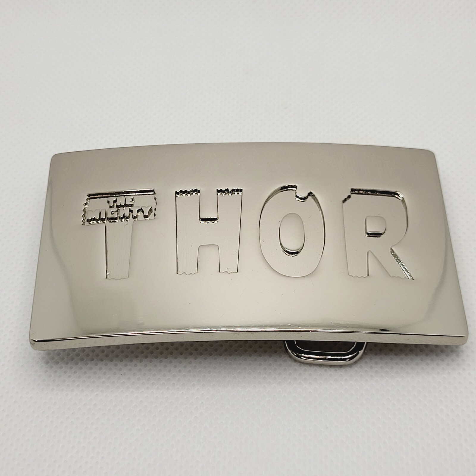 The Mighty THOR Solid Metal Men&rsquo;s Belt Buckle Silver Shiny Chrome Marvel 2011