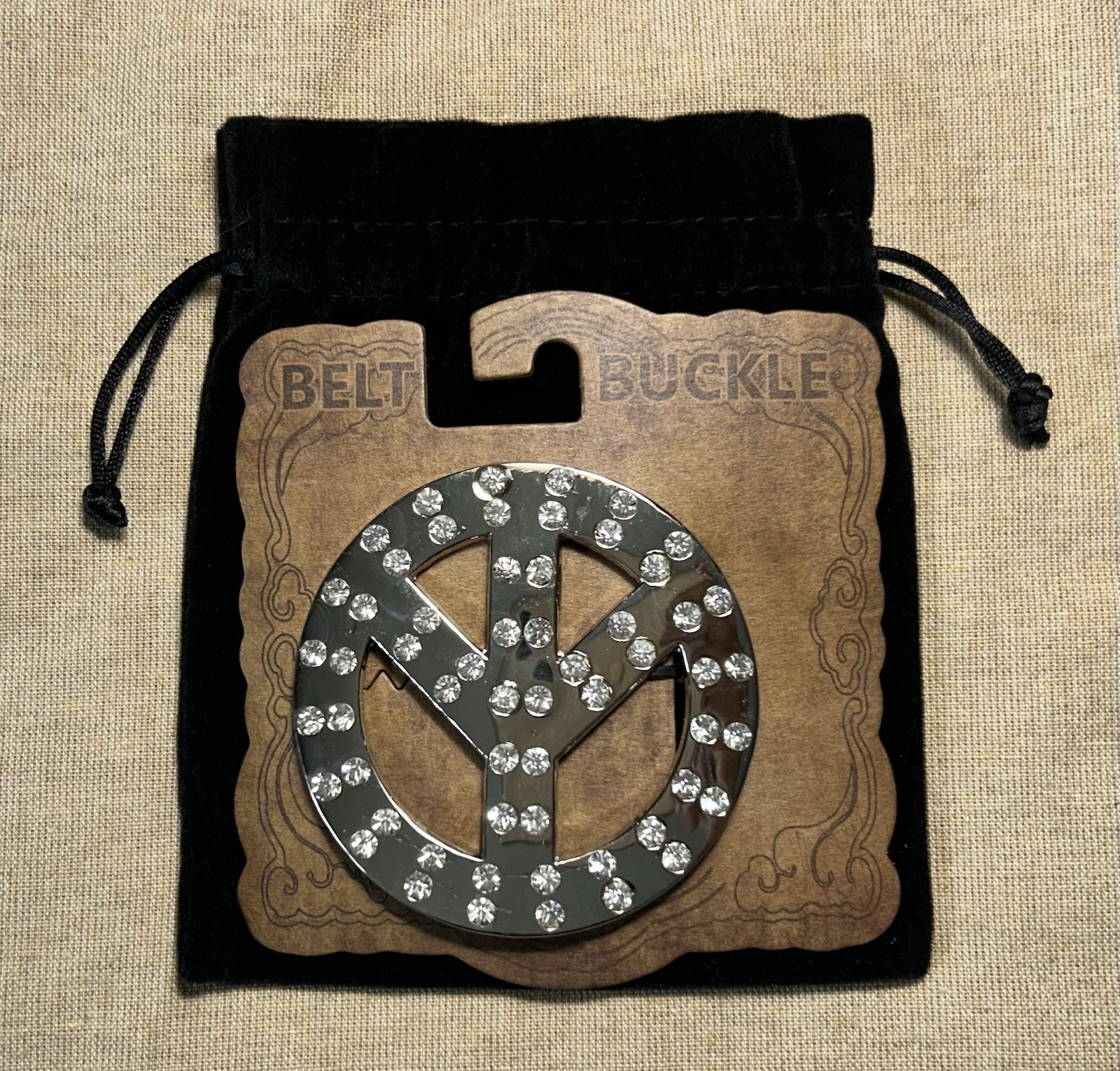 Circle Rhinestone Snap Belt Buckle Silver Bling Crystal 1.5” Western