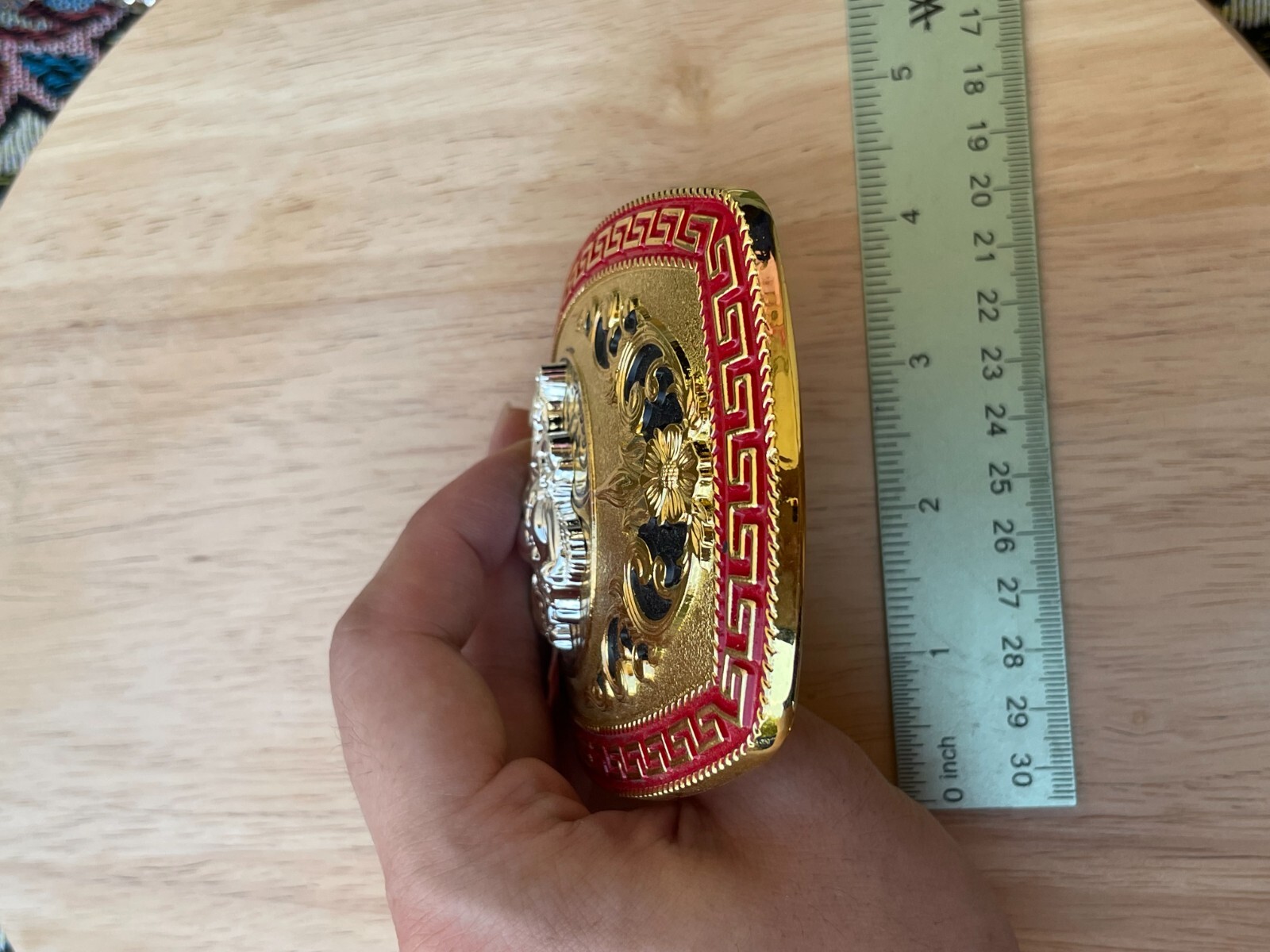 Western Buckle Gold Silver Red Horse Rider Cowboy Cloud Hebilla Vaquero Jinete