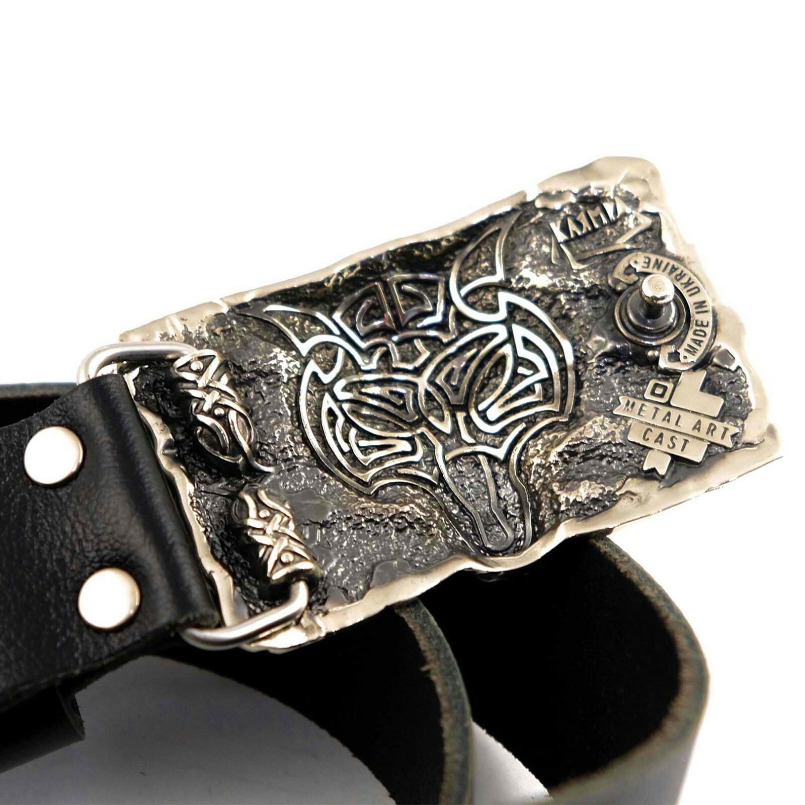German silver belt buckle « Fenrir Wolf », Animal belt buckle; Werewolf buckle