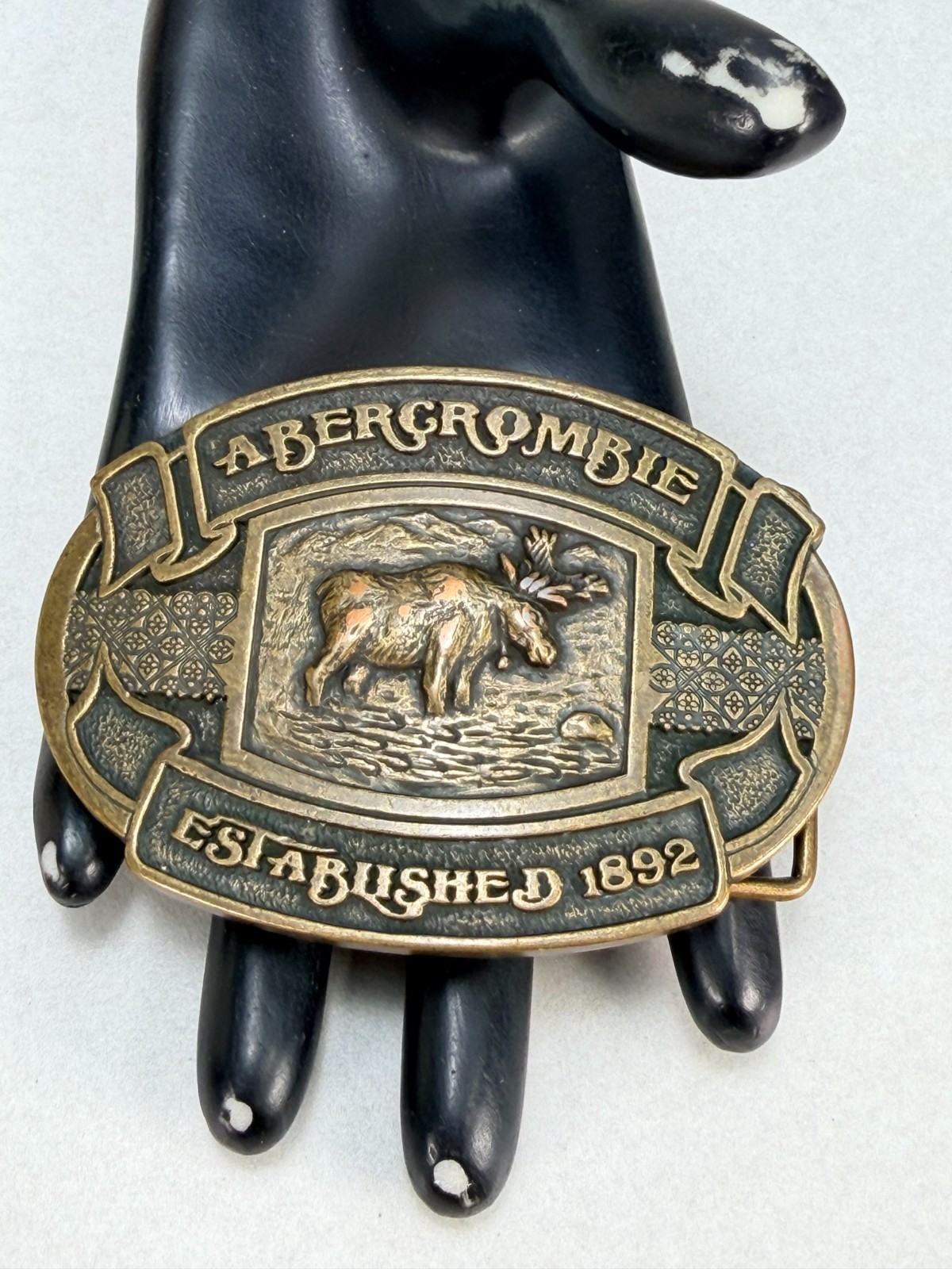 Vintage Abercrombie & Fitch Moose Belt Buckle Established 1892 Heritage