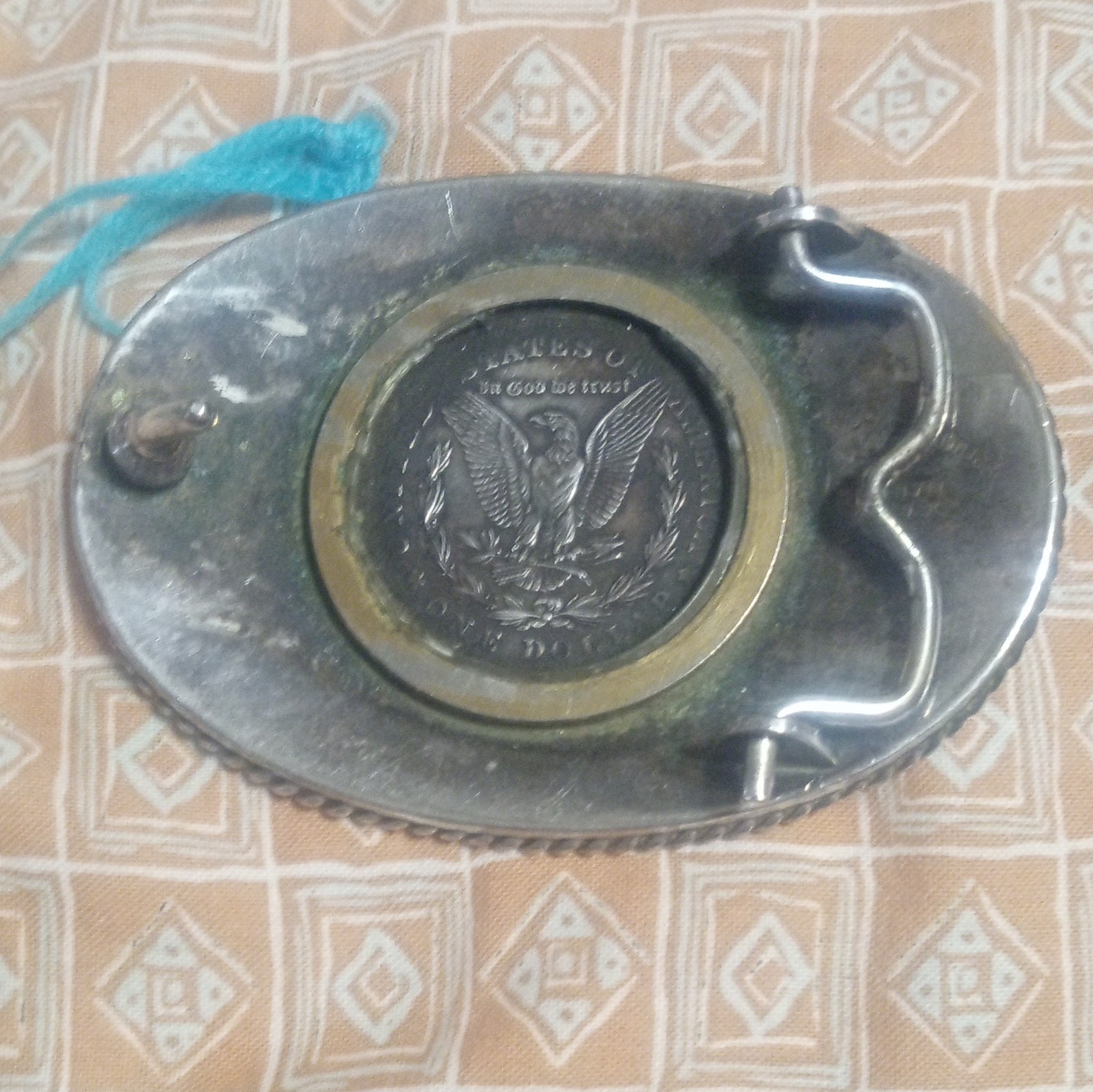 Montana Silversmiths Silver Plate Western Coin Plate Belt Buckle 1.5in