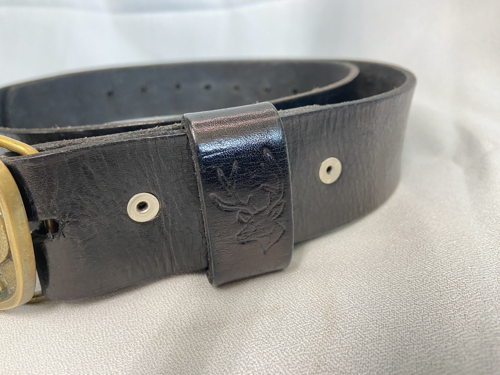 Sohio OIL Lower 48-Prudhoe Bay Sealift 1982-1985 Belt & Brass Buckle Made USA