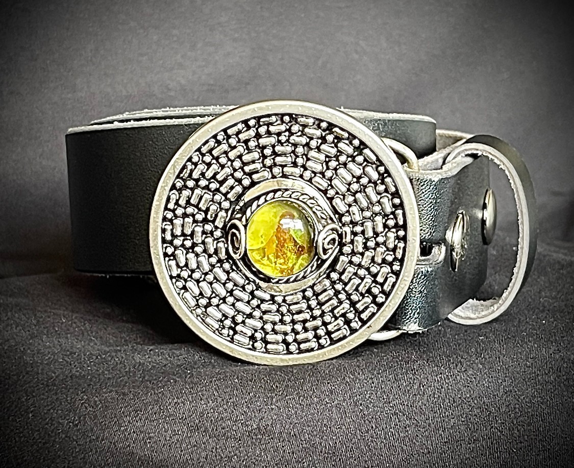 Green Peruvian Stone Silver Ring Belt Buckle Archive OOAK Darren McNeese