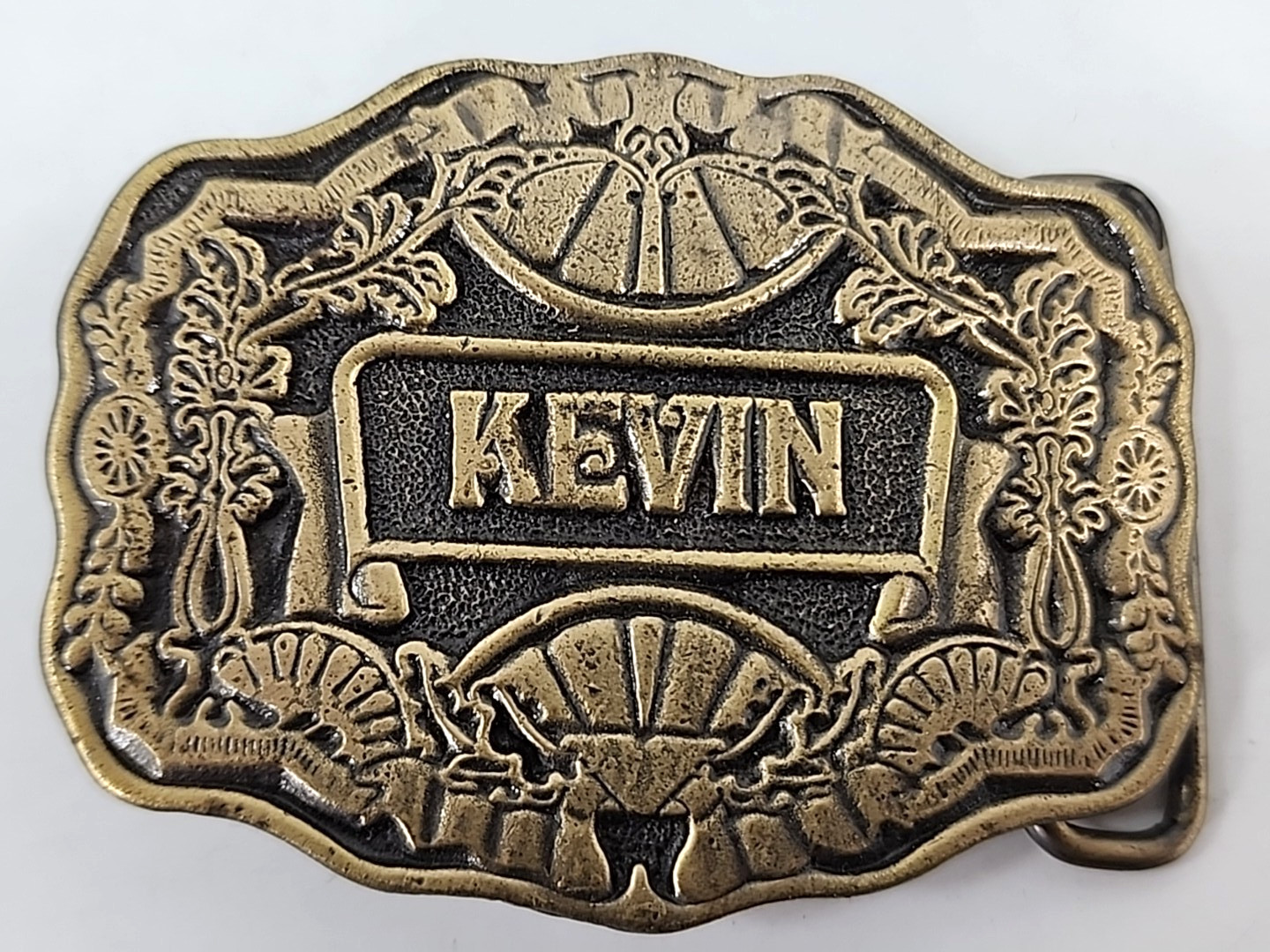 Vintage Belt Buckle « KEVIN” Name Brass Oden Inc. Personalized 1970&rsquo;s