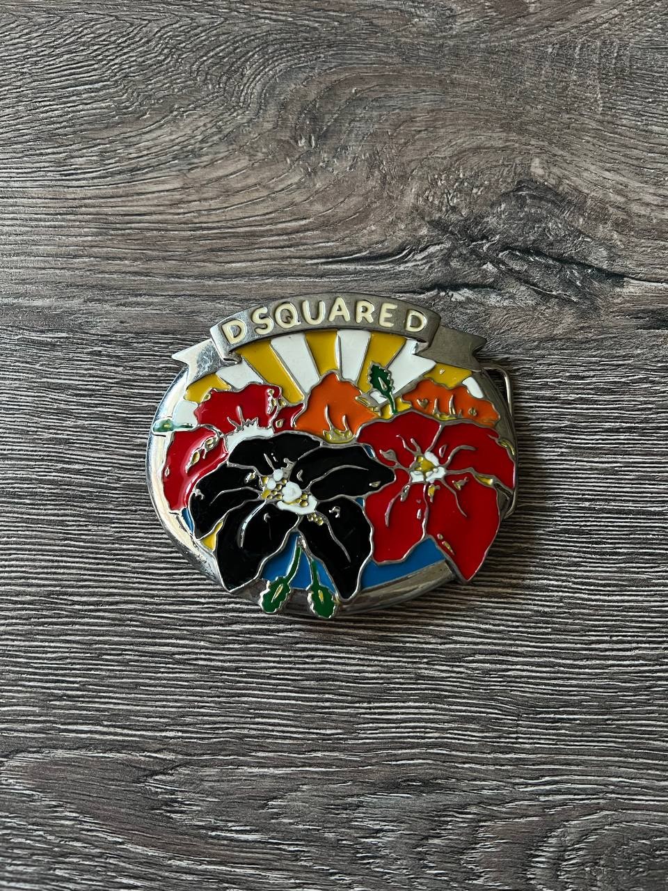 Vintage Dsquared2 big metal buckle with floral for Belt western Y2K 2000s Hawaii