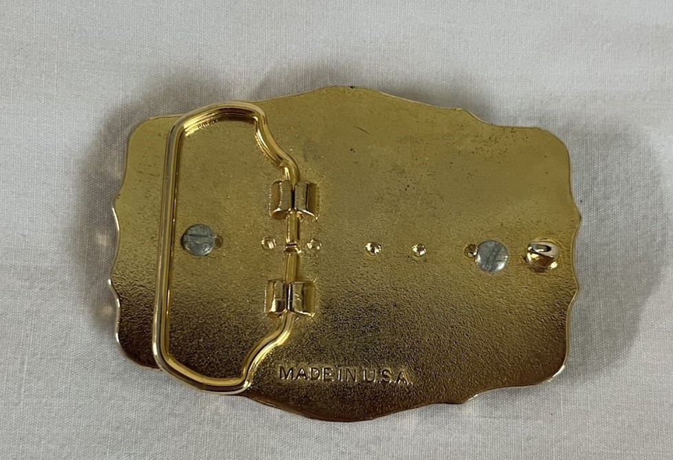 Vintage Western Style Belt Buckle with Intricate Initial Motif Letter M USA