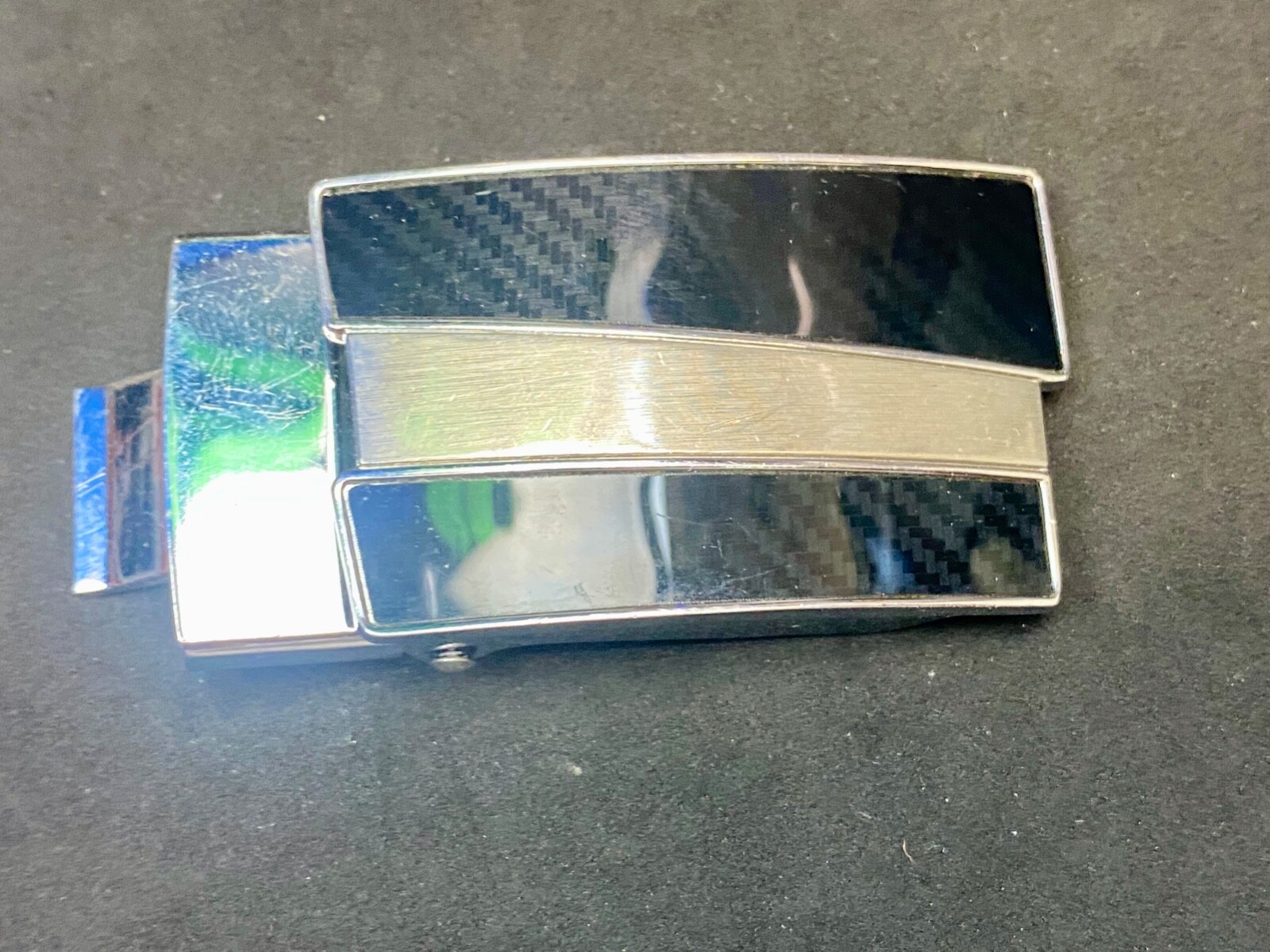 Replacement Silver And Black Line Pattern Vintage Retro Belt Buckle