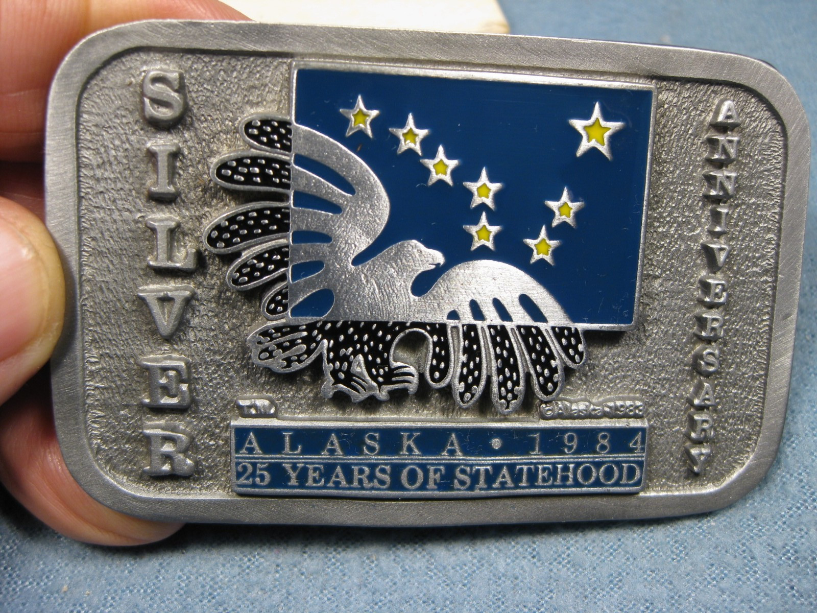 Alaska Silver 25th Anniversary 1983 Pewter 1 3/4&Prime; Belt Buckle Limited Numbered