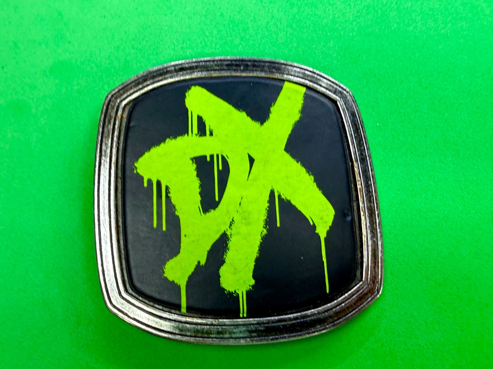 D Generation X WWE Silver DX Black Green Metal 2006 Wrestling Used Belt Buckle