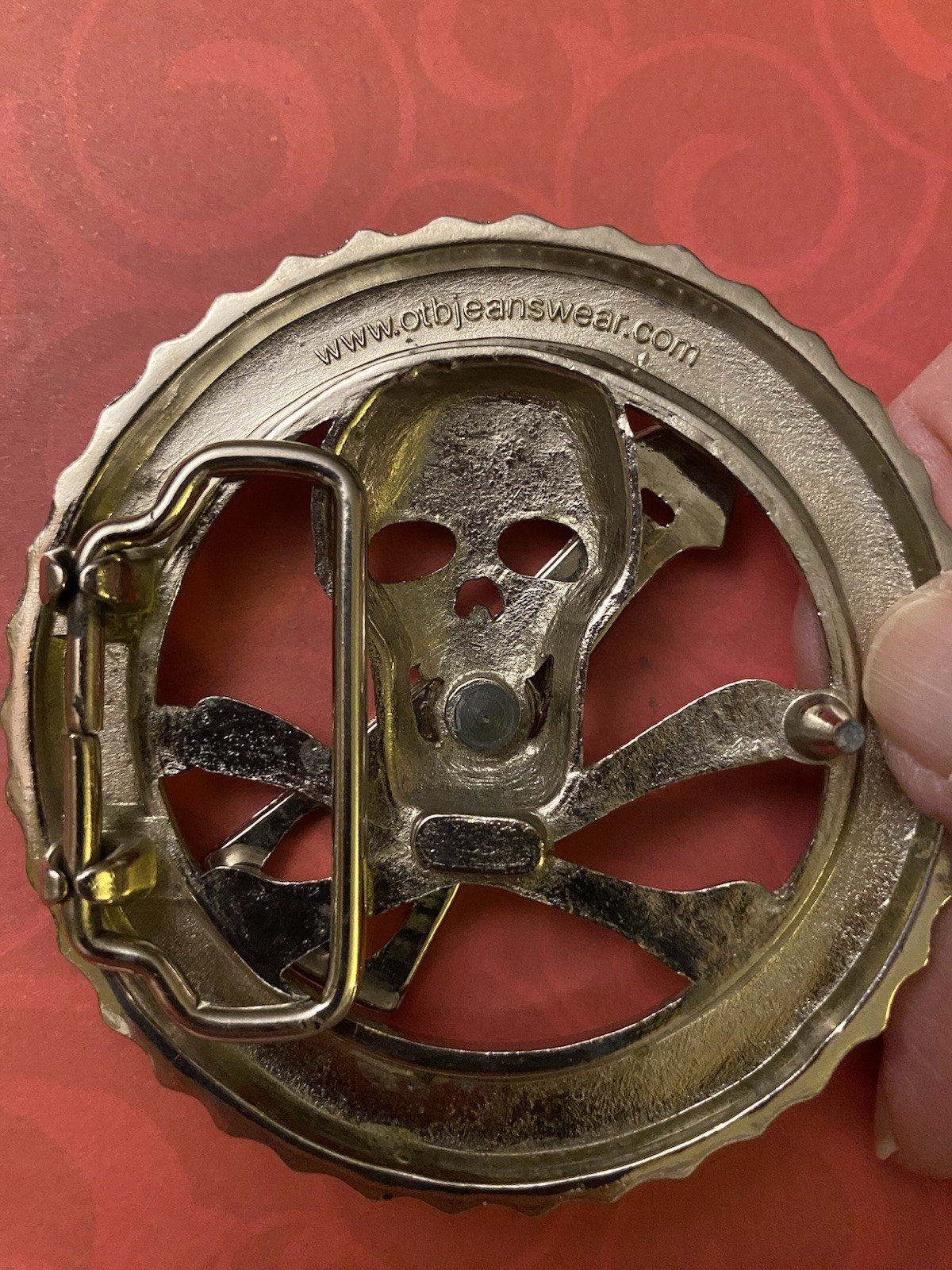 Vintage Skull & Crossbones Drinking Game with Spinner Belt Buckle