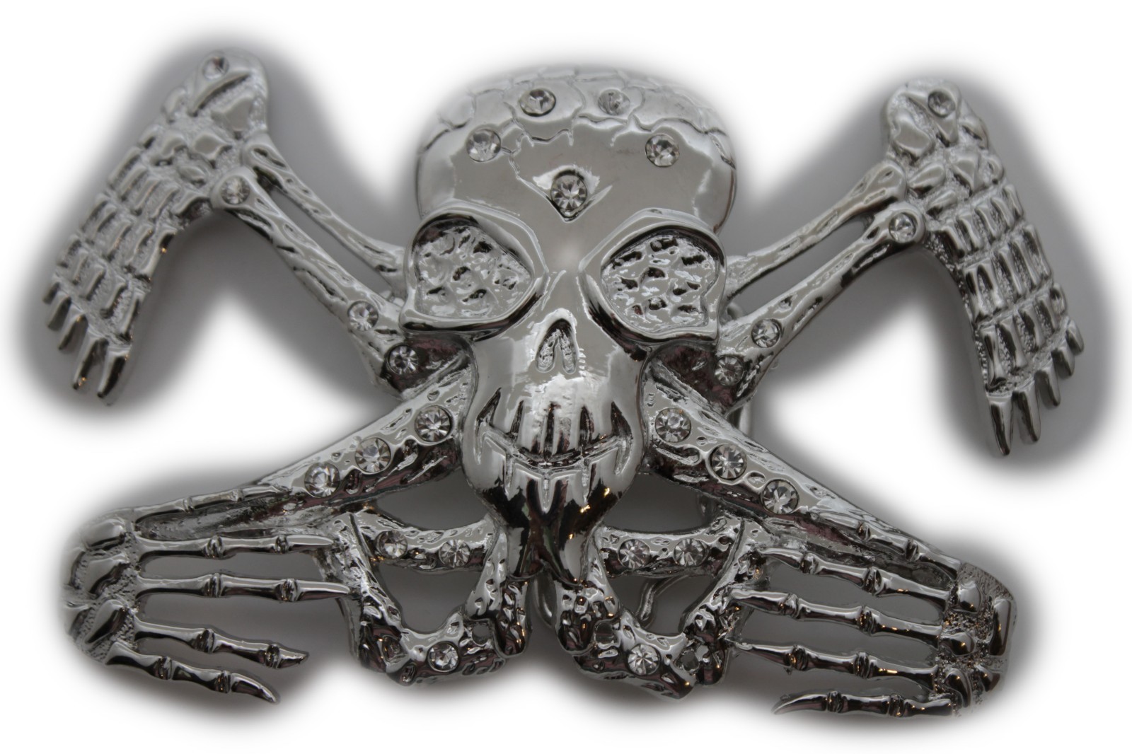 NEW Men Women Silver Metal Belt Buckle Skull Skeleton Large Size Trucker Biker