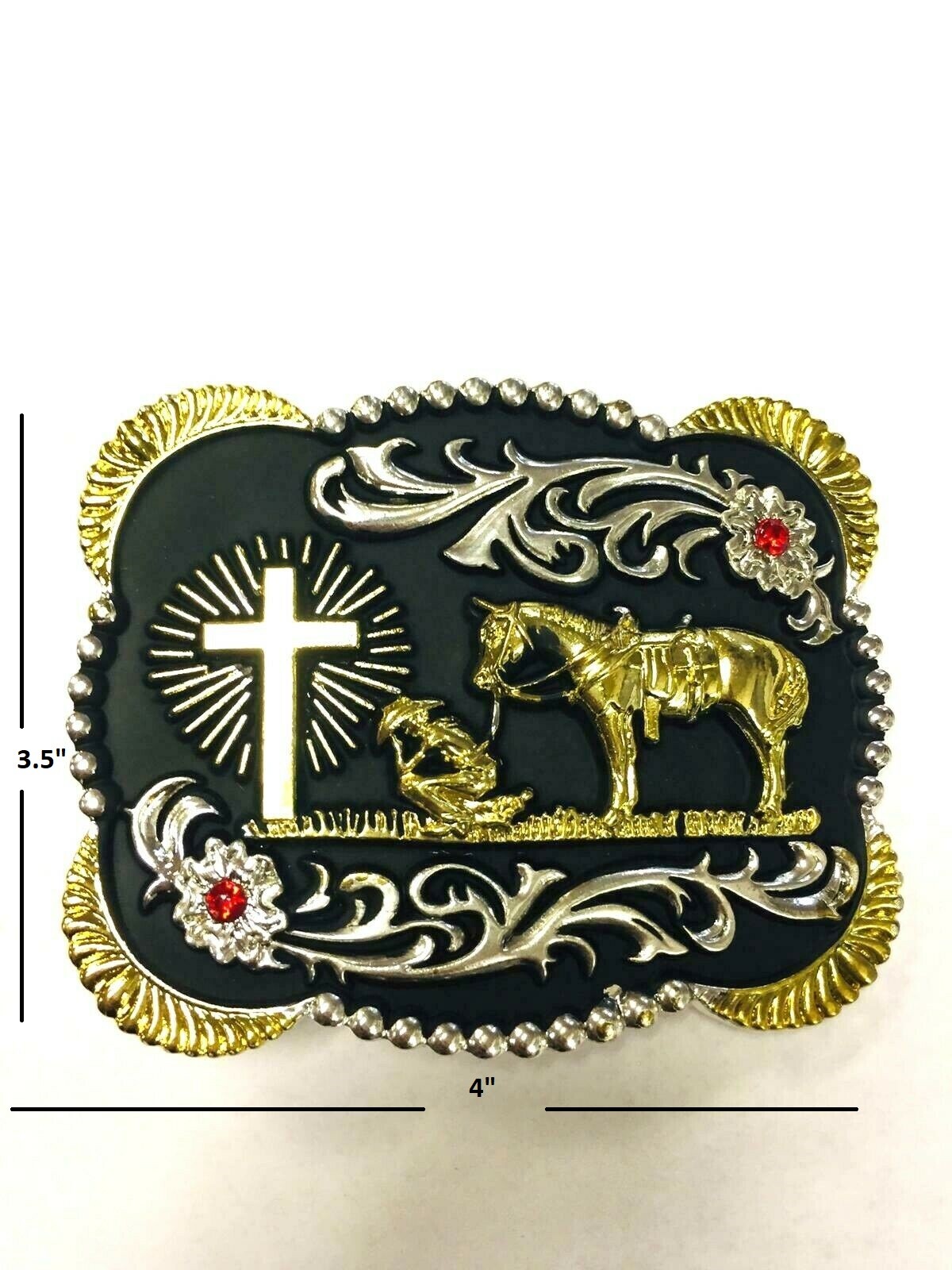 Praying Cowboy Horse Cross Faith Animal Rodeo Western Hebillas Vaqueras