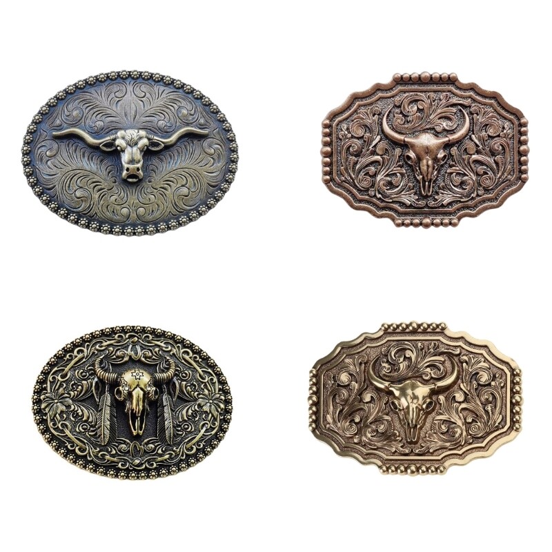 Bull Heads Western Belt Buckle Animal Steer Head Cowboy Belt Buckle for Women