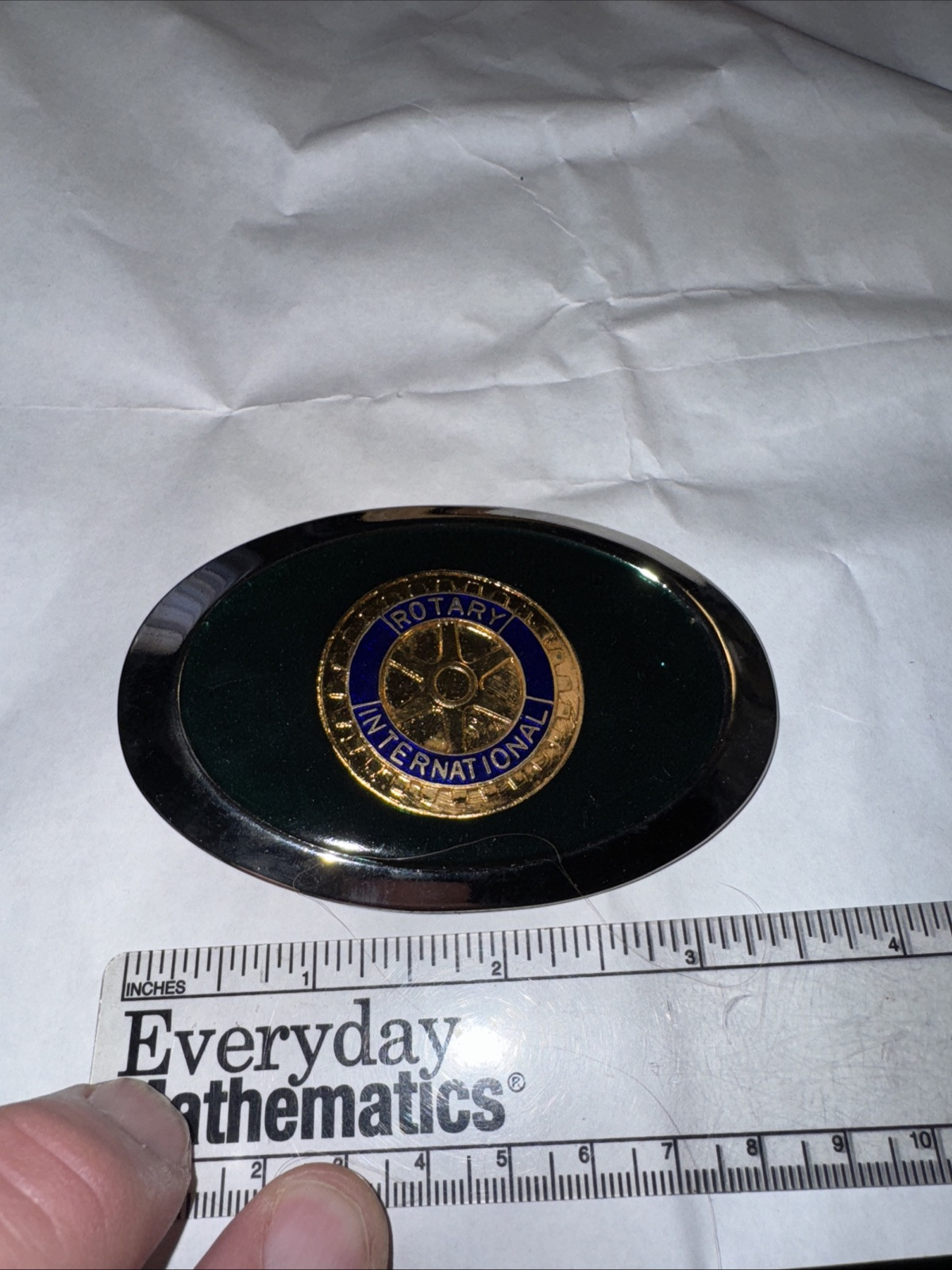 Vintage Rotary International Silver Green New Belt Buckle Rare Free Shipping