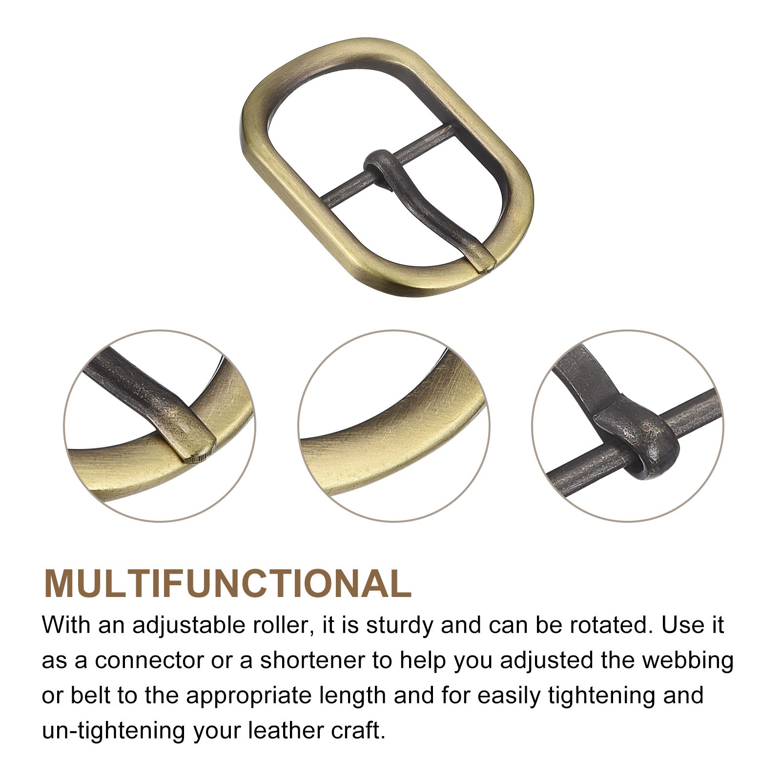 4Pcs 0.94&Prime; Single Prong Belt Buckle Oval Center Bar Buckles for Belt, Bronze