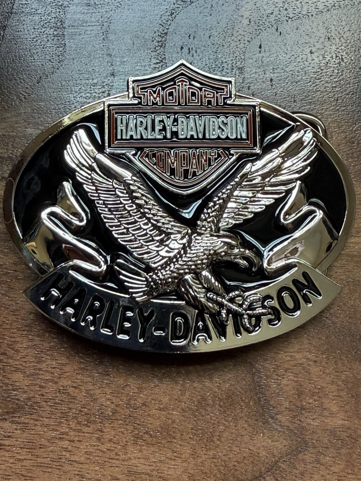 Harley-Davidson Men&rsquo;s Eagle Wing Over America Belt Buckle, Antique Nickel Finish