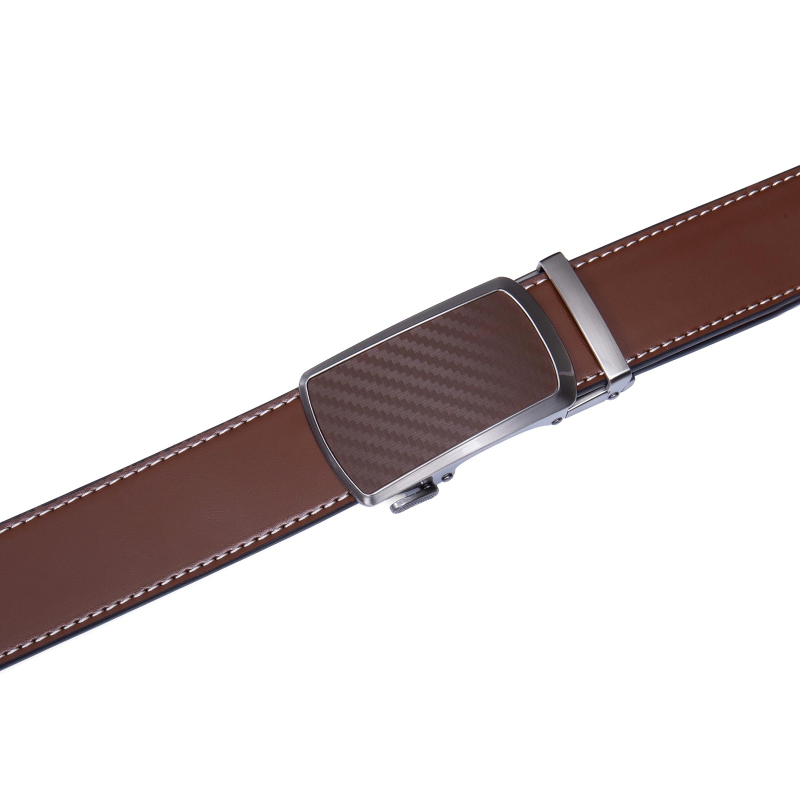 Drowsmen Leather ratchet belt 1 3/8&Prime; with Click Sliding Cognac Belt