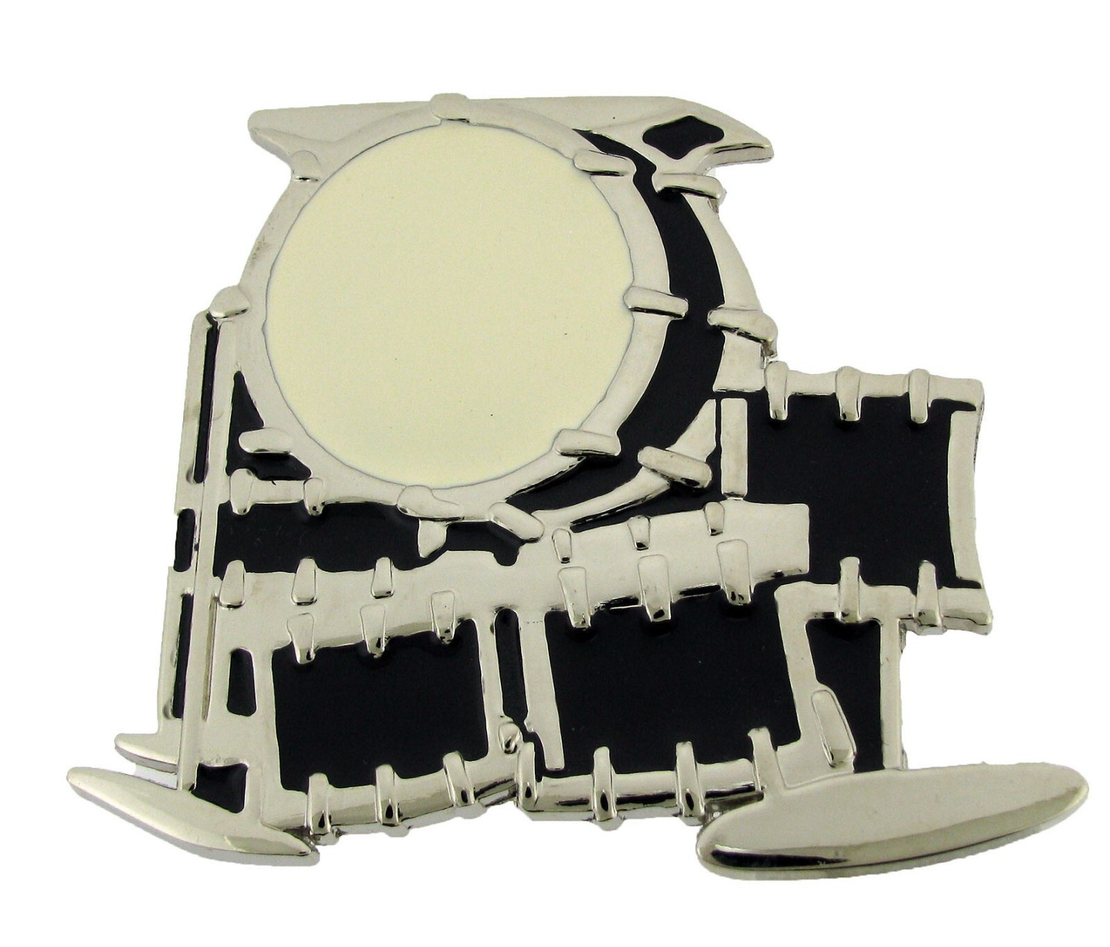Drum Drums Kit Music Rock Roll Belt BUCKLE HIP HOP Silver Chrome Retro Musician