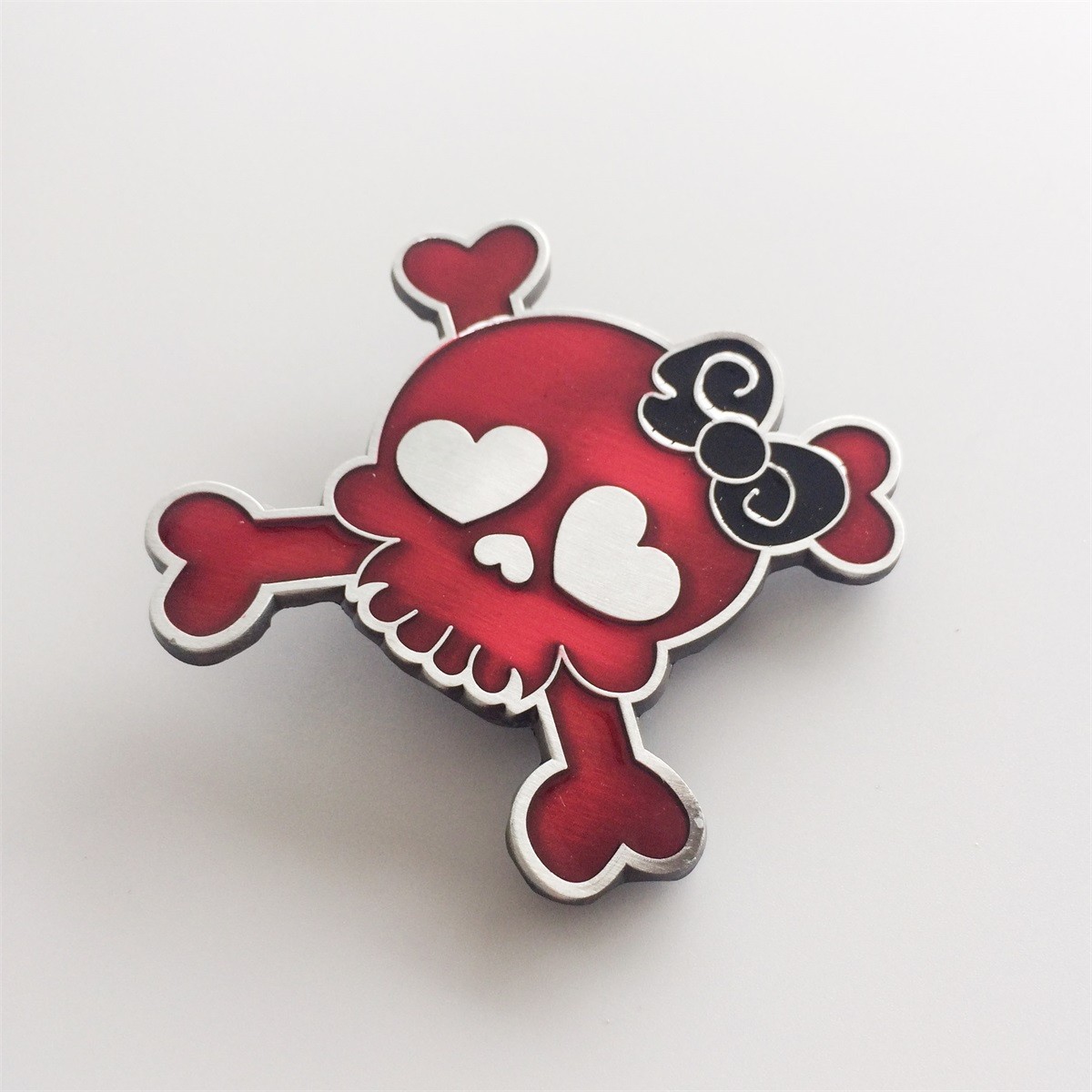 Vintage Dark Pink Enamel Punk Rock Emo Tattoo Skull Girl Wedding Belt Buckle
