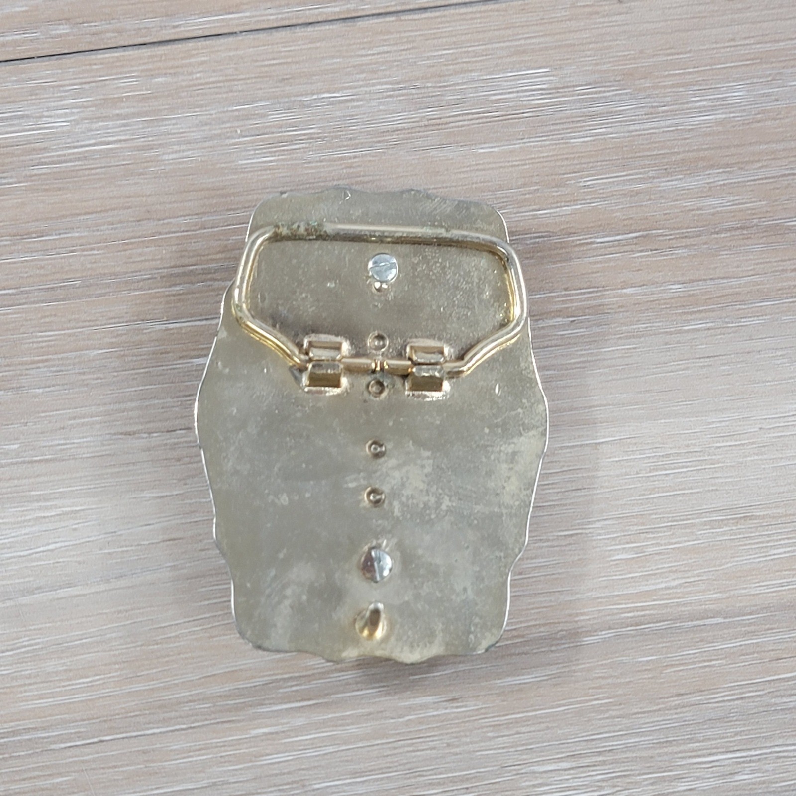 Vintage Grizzly Bear Belt Buckle Gold Tone Blue Prismatic Western Wildlife