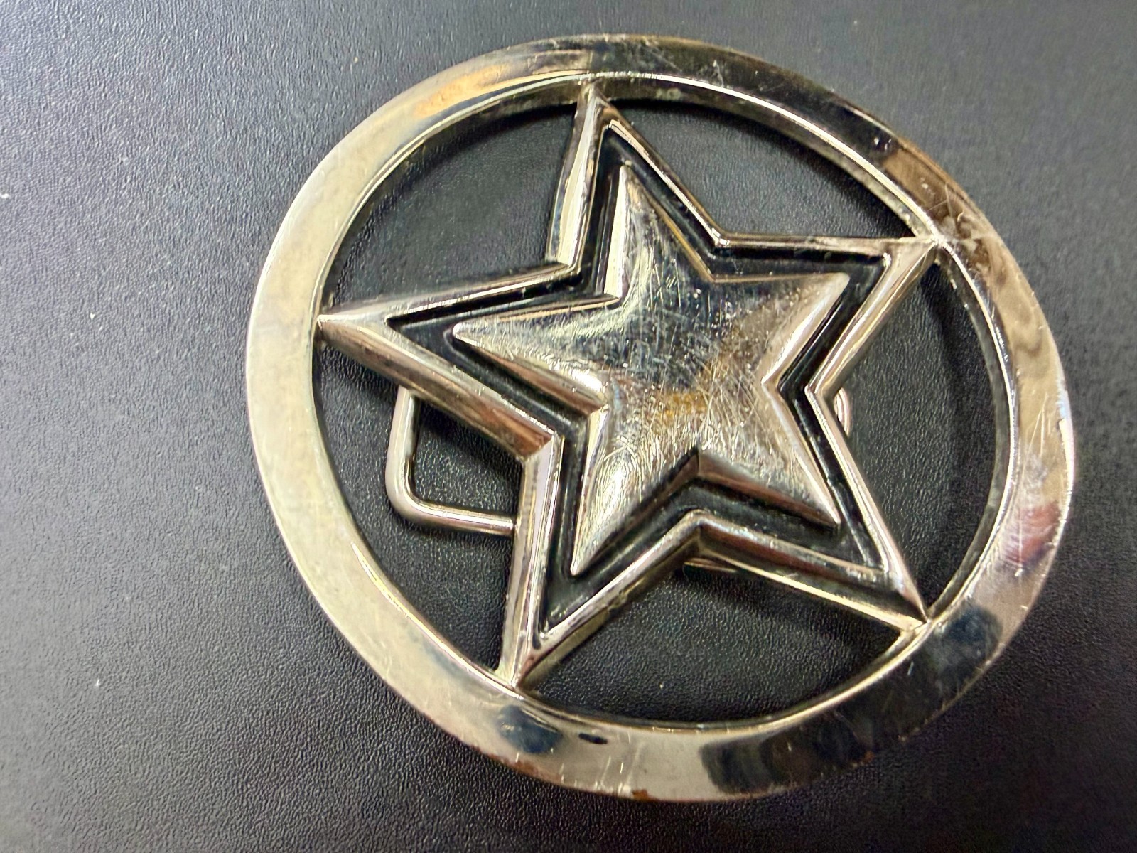 Famous Stars & Straps Five Point Star Logo See-Trough Silver Color Belt Buckle
