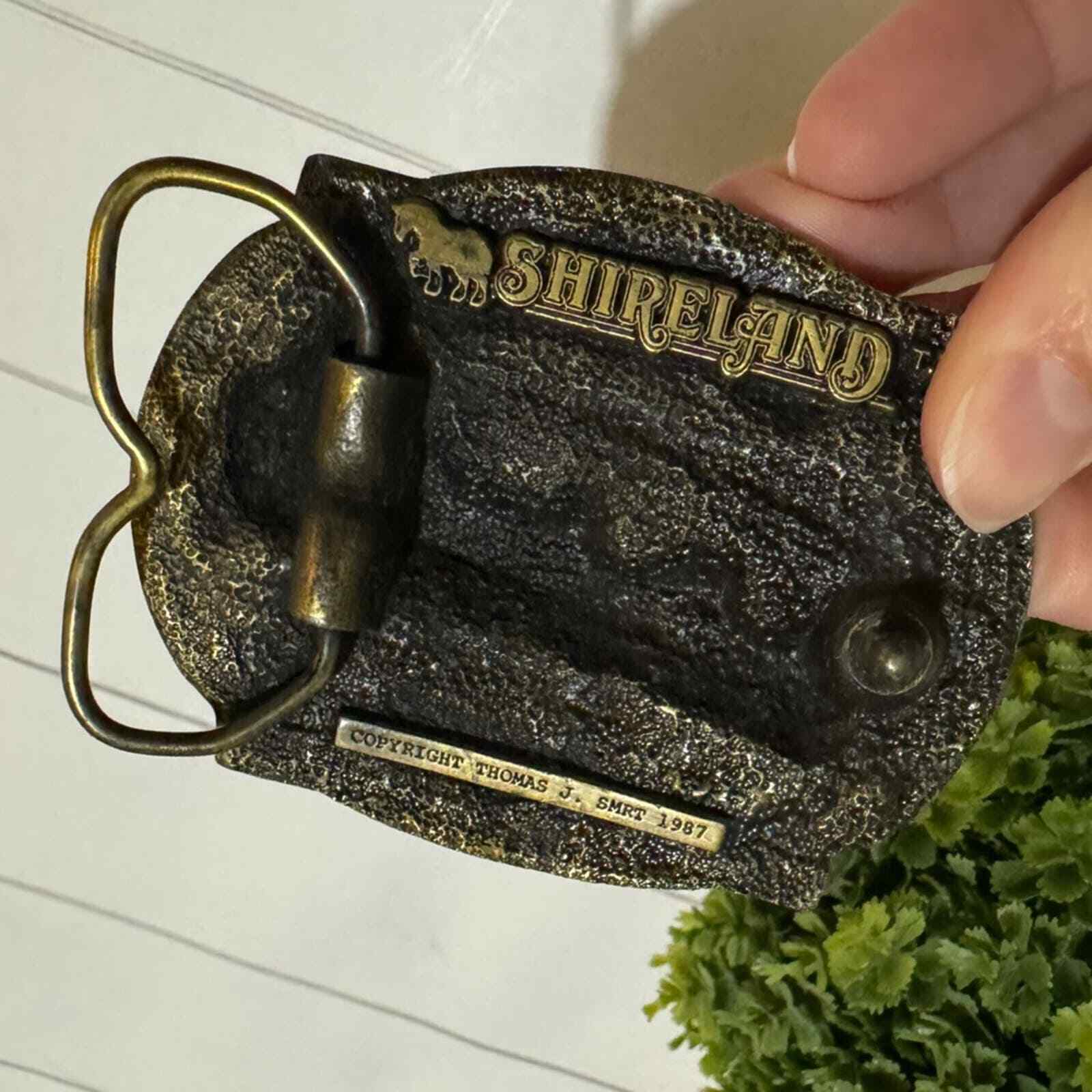 Vintage Brass Shireland Great Grey Shire Hitch Horses Stage Coach Belt Buckle