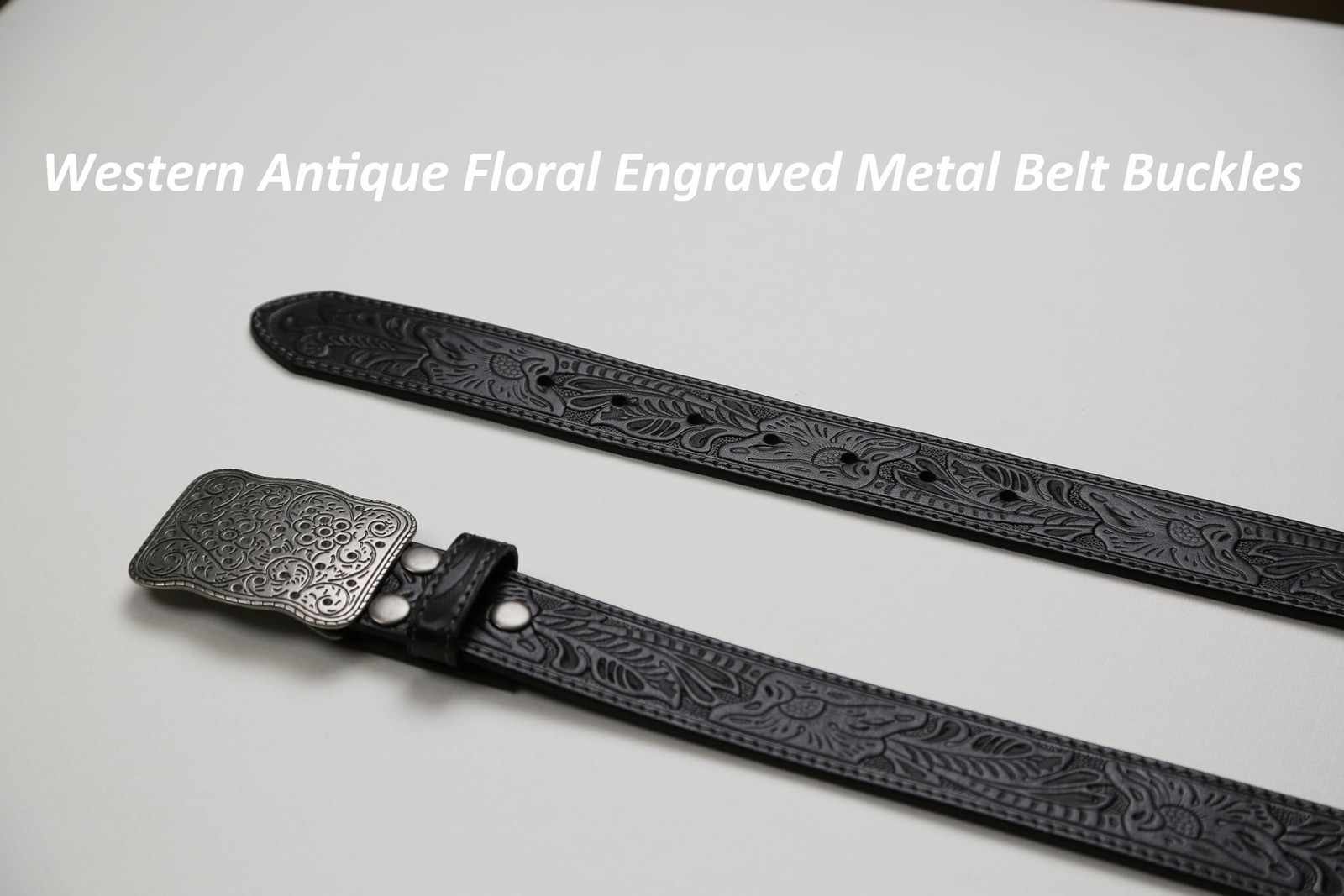 SILKSEA Men&rsquo;s Leather Belt Western Cowboy Large(40&Prime;-44&Prime;), Black