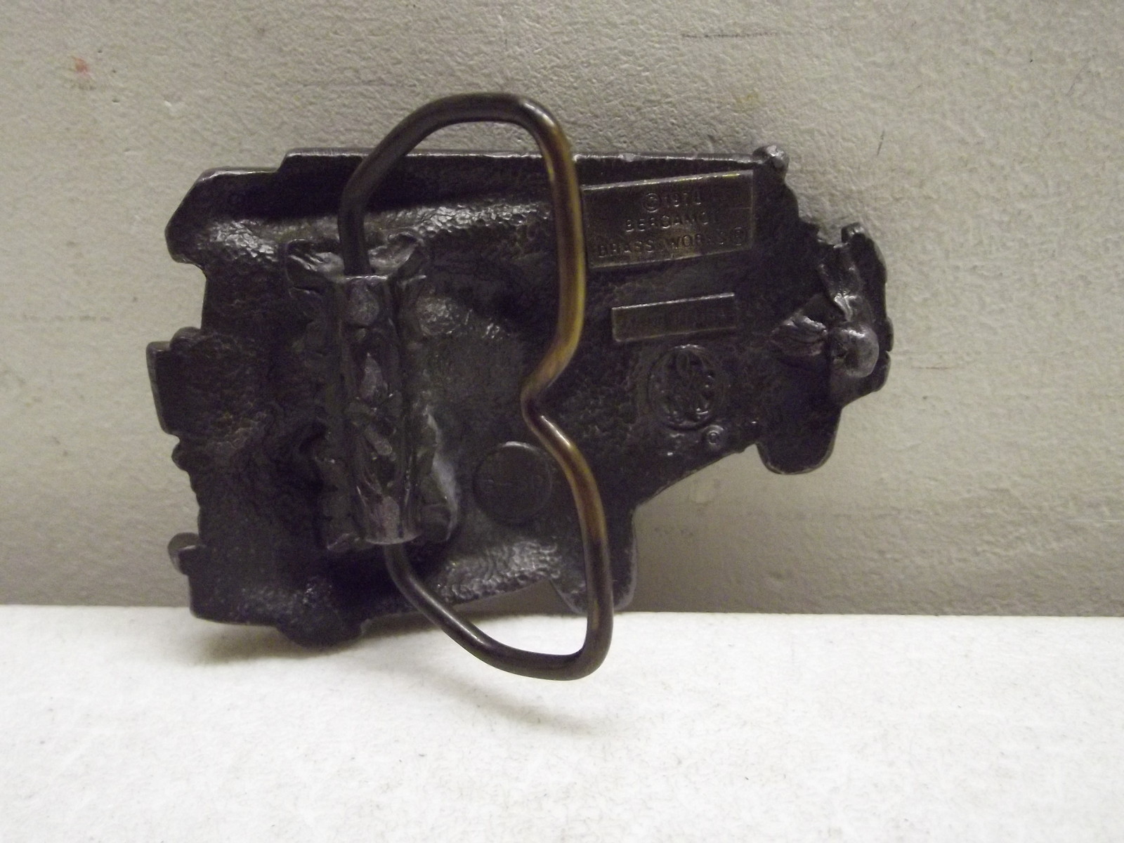 VINTAGE BERGAMOT BRASS FIRE ENGINE TRUCK BELT BUCKLE