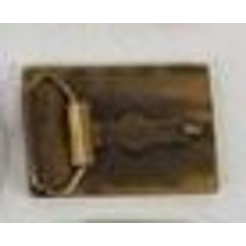 Vintage Solid Brass Lineman Utility Pole Worker Belt Buckle Gold Tone Rectangle