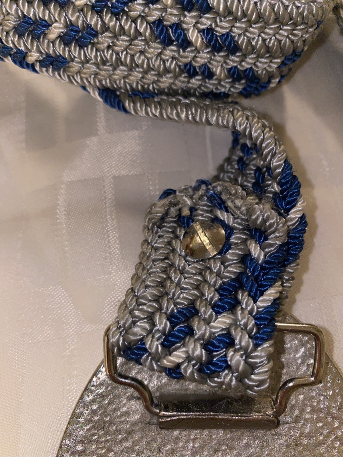 Native American Western Silver Belt Buckle Turquoise Inlay/woven Belt Waist 44”