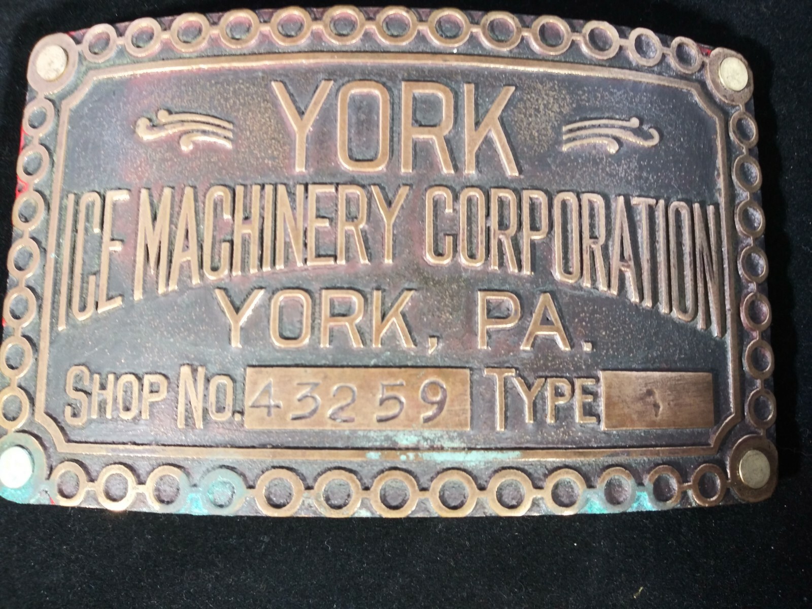 Vintage Collectible Brass-Color York Ice Machinery Corporation Belt Buckle