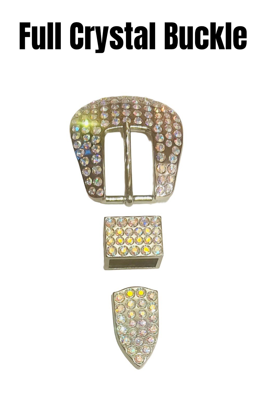 Western Fashion Full Crystal Belt Buckle W/AB Color Crystals