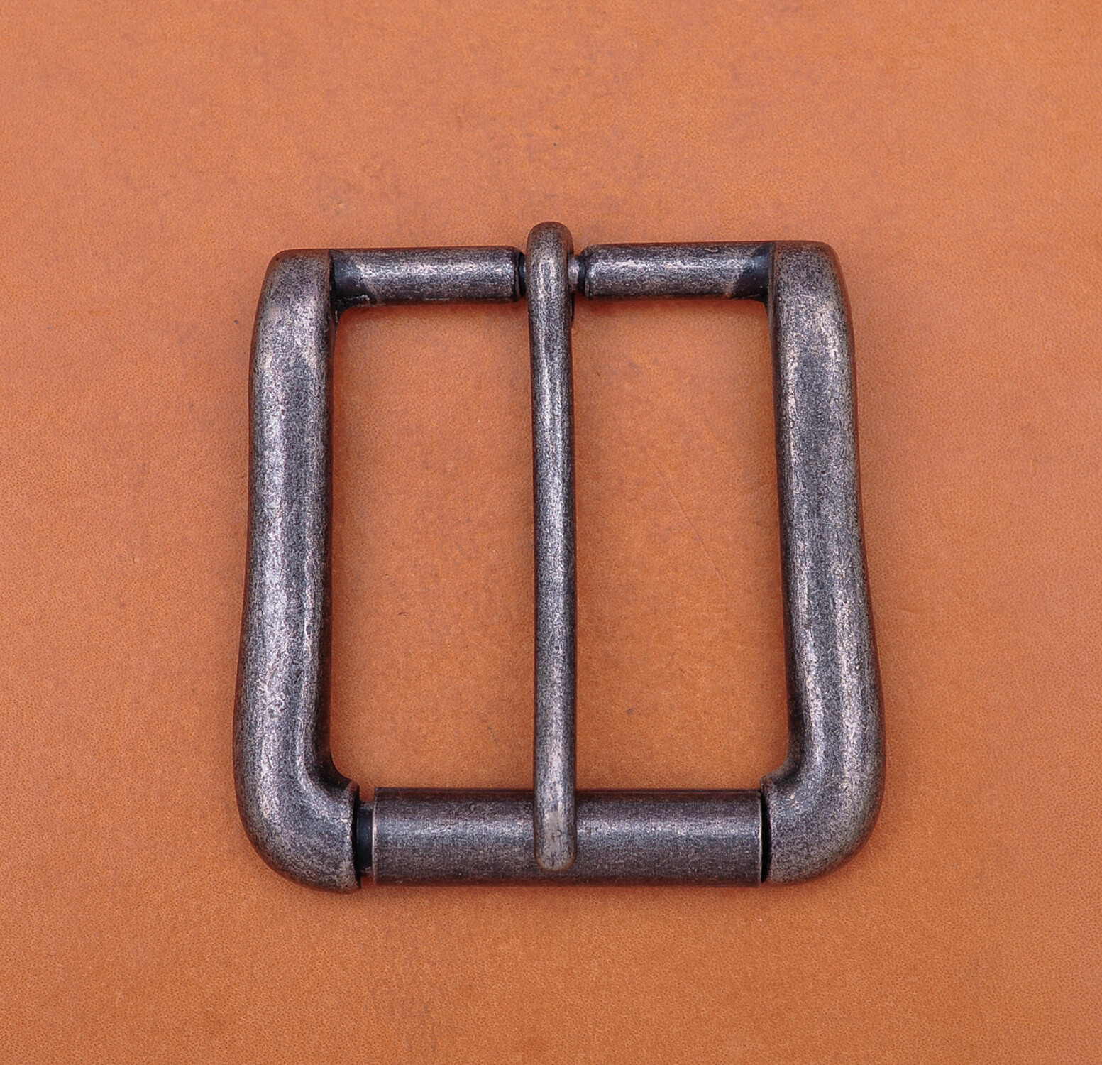 40mm Vintage Silver Two-Tone Heavy Square Roller Single Prong Pin Belt Buckle