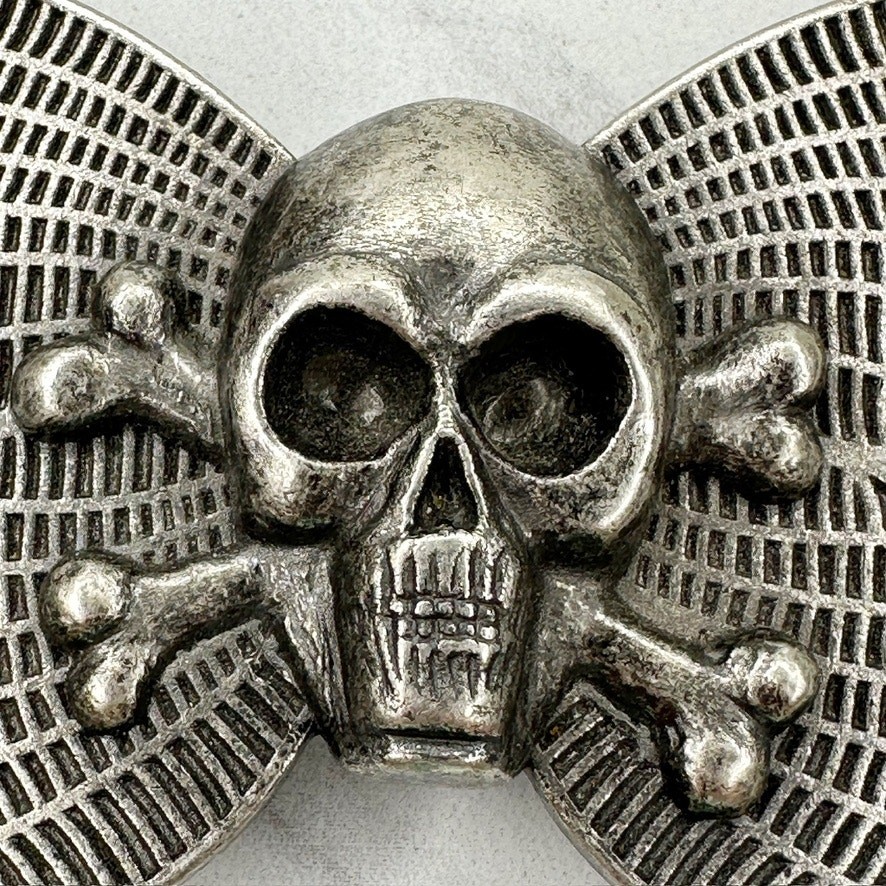 Skull Butterfly Belt Buckle Silver Tone Gothic Punk Statement
