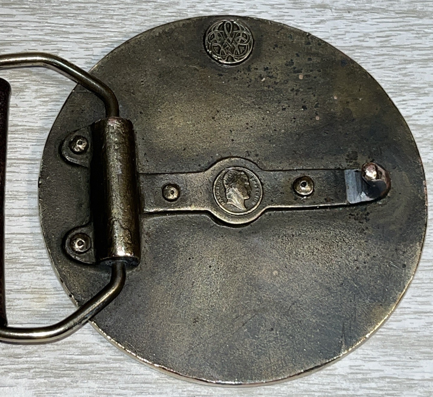 Vtg Belt Buckle & Belt America Eagle Sun Rise Stars Bergamot Size 35