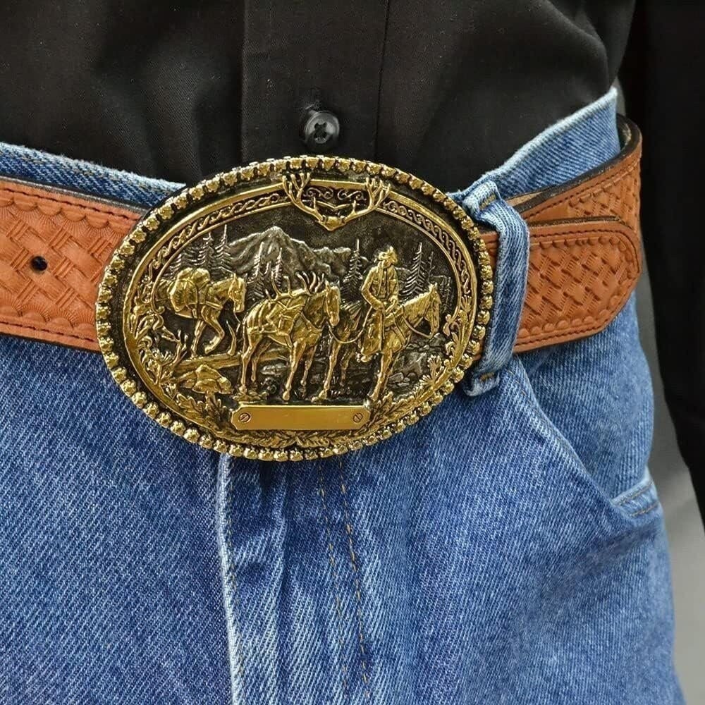 Montana Silversmiths Attitude Western Belt Buckle, Pack Horse and Rider