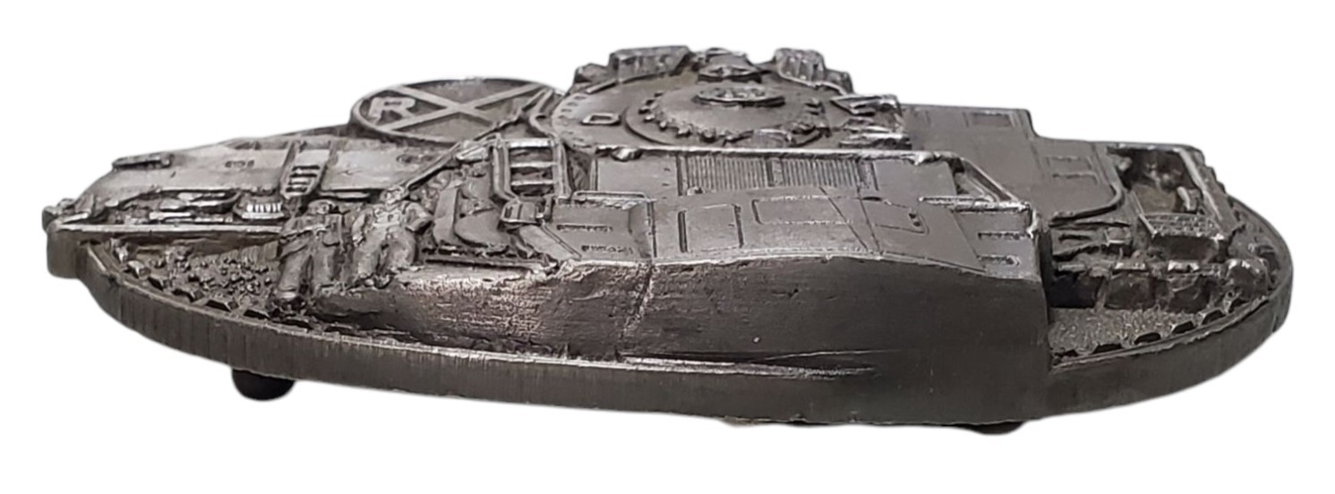Vtg C&J Pewter Belt Buckle CJ 1050 Steam Train Locomotive Railroad 1986 USA